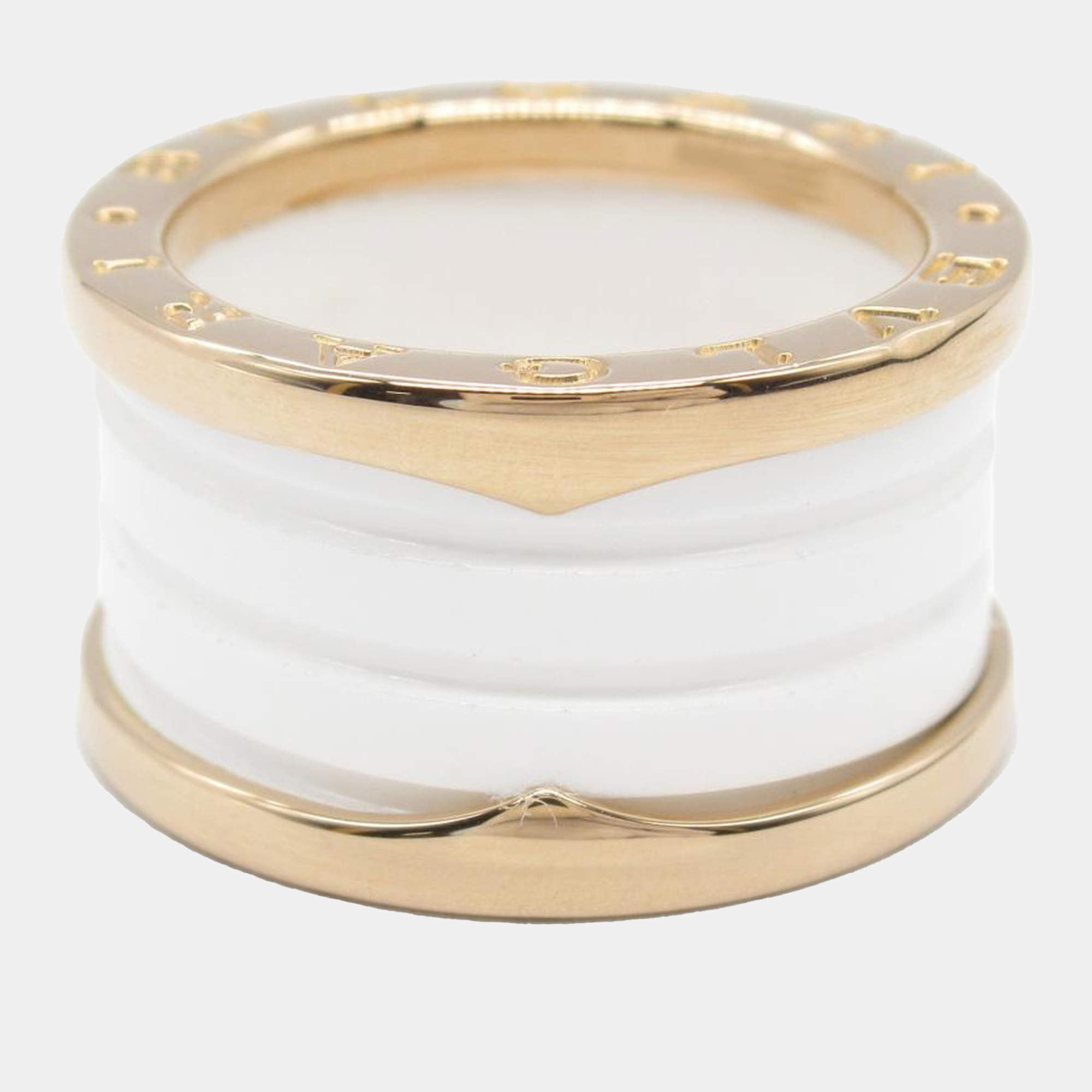 Bvlgari 18K Rose Gold and Ceramic B.Zero1 Band Ring EU 52
