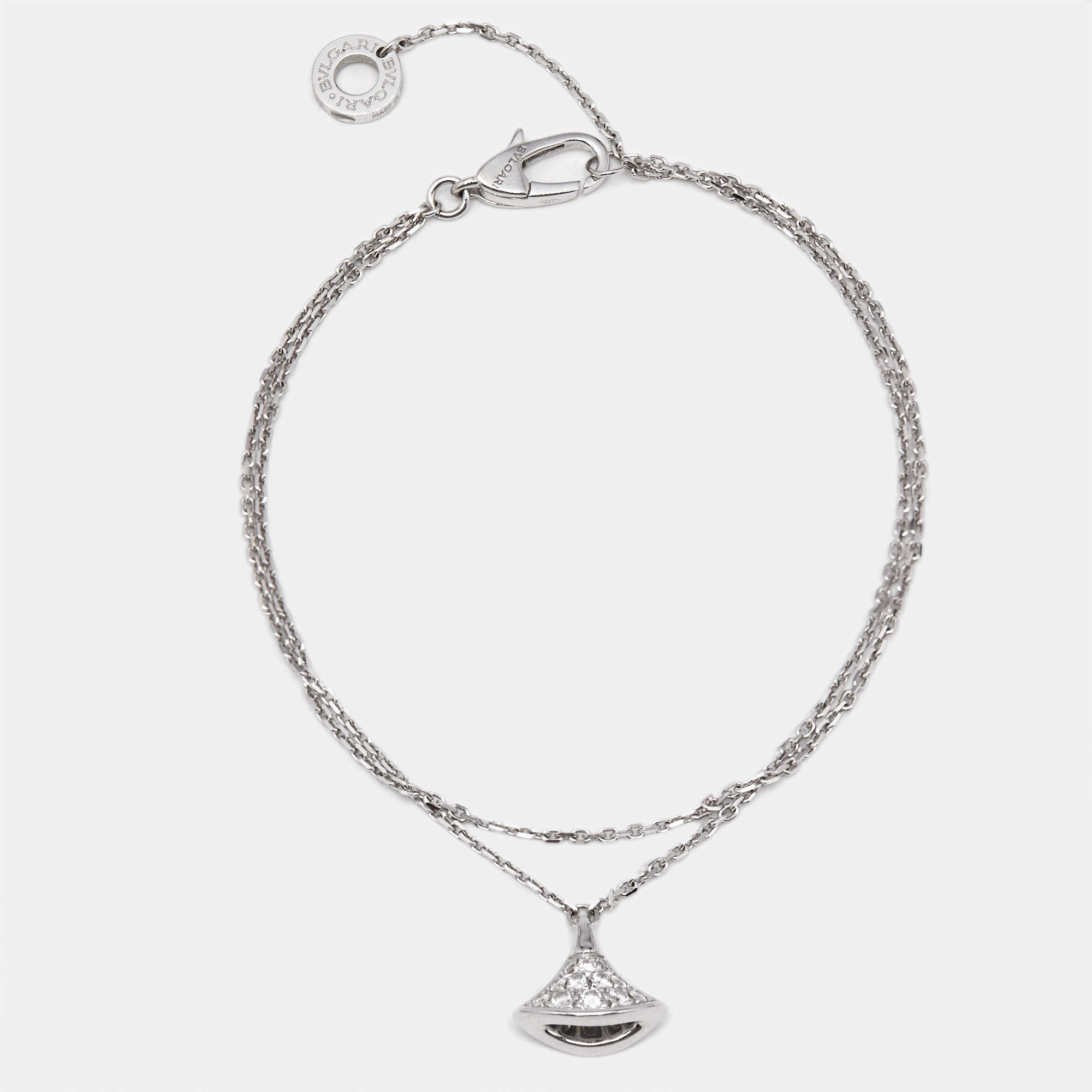 Pre Owned Bvlgari Divas' Dream Diamond 18k White Gold Charm Bracelet SM