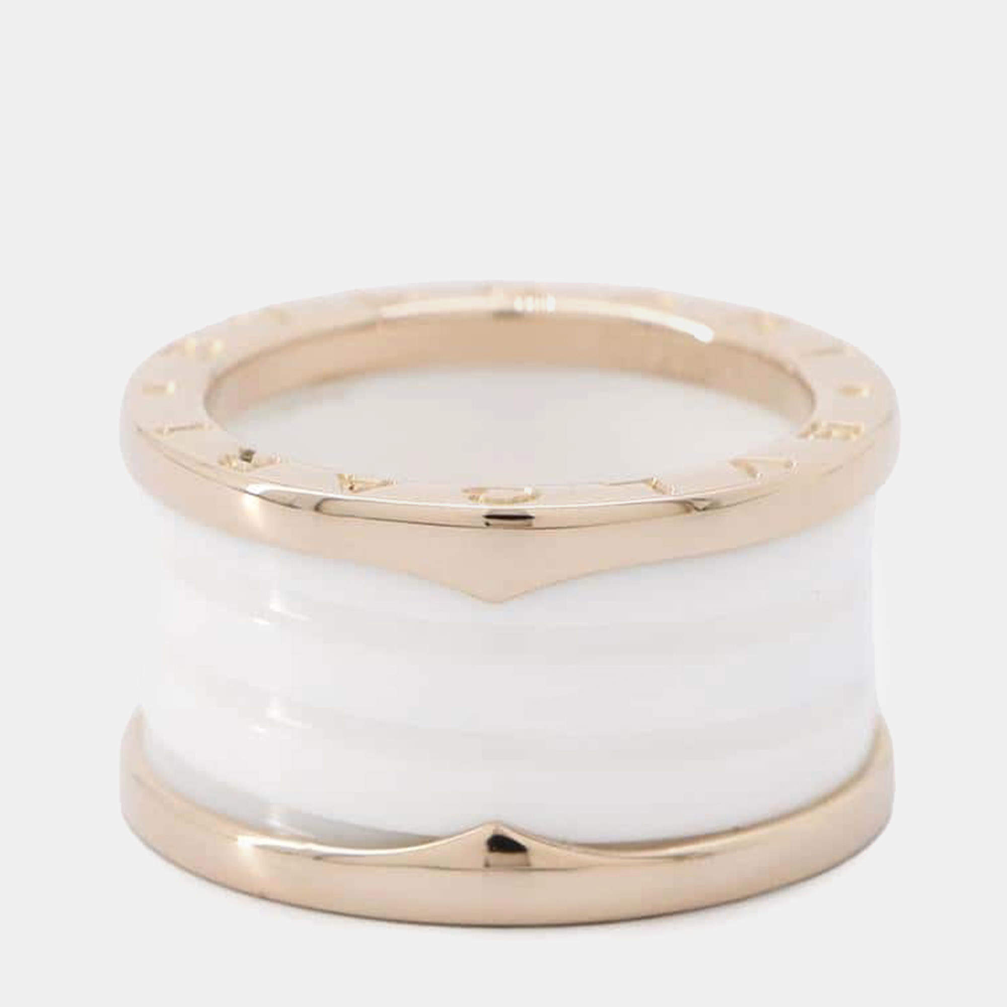 Bvlgari 18K Rose Gold and Ceramic B.Zero1 Band Ring EU 52