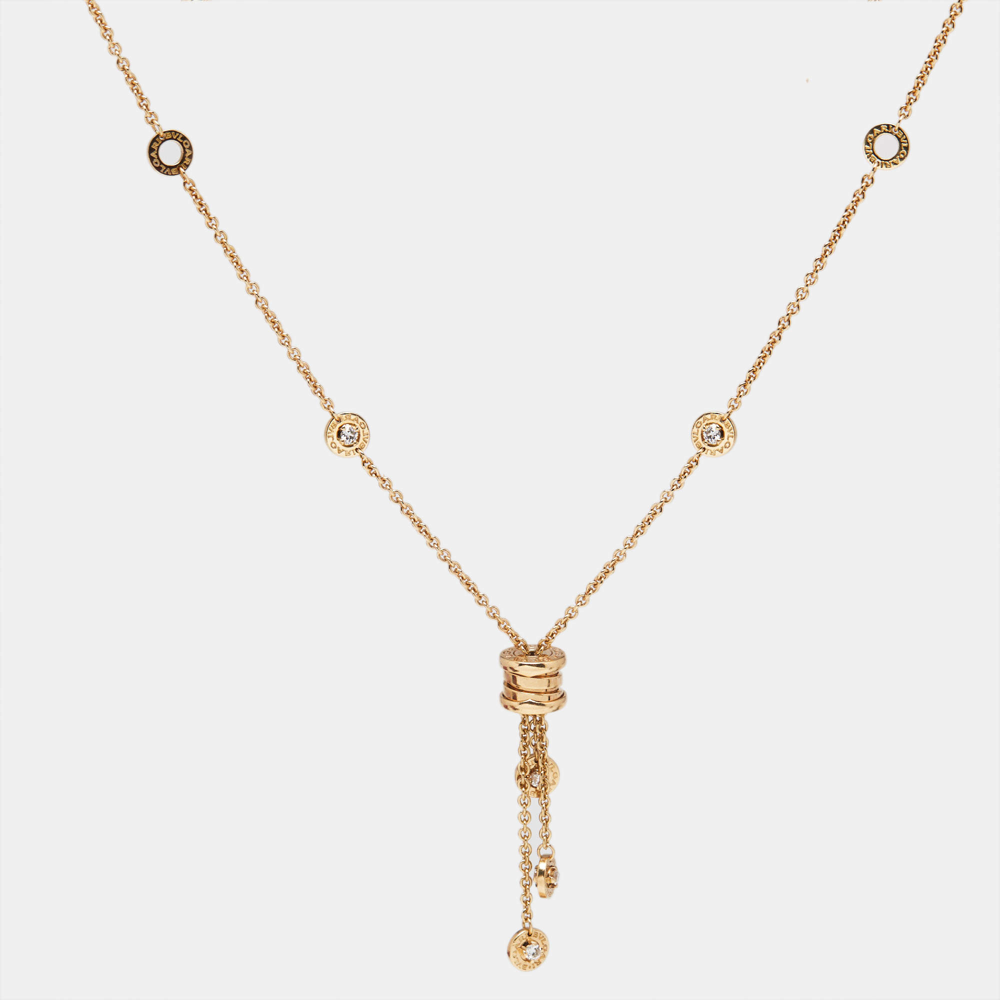 Pre Owned Bvlgari B.Zero1 Diamonds 18k Yellow Gold Tassel Necklace