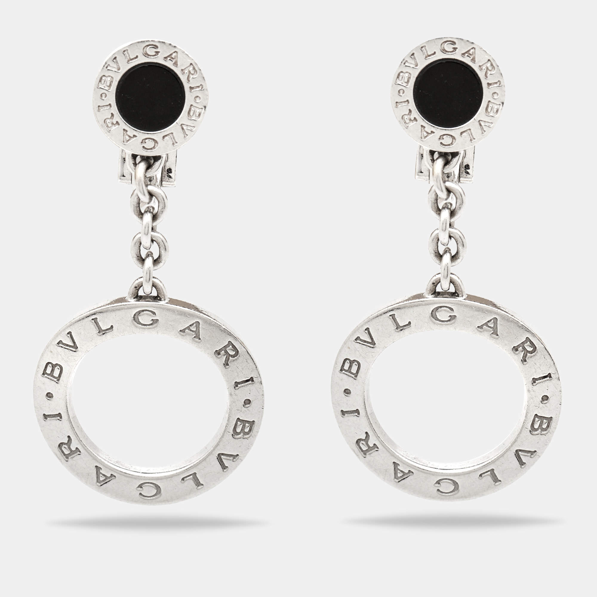 Bvlgari Bvlgari Bvlgari Onyx 18k White Gold Dangle Earrings