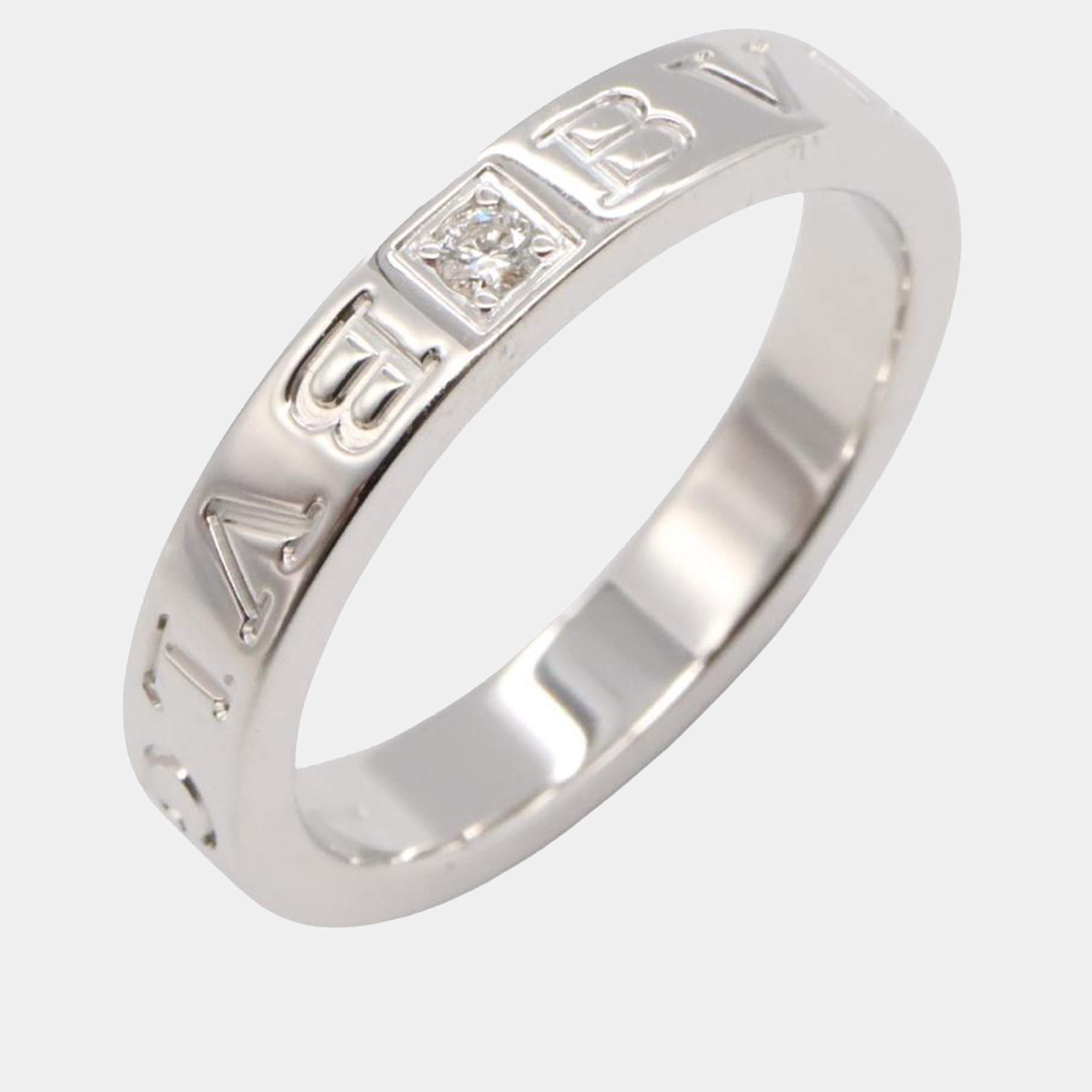 Bvlgari B.Zero1 18K White Gold and Diamond B.Zero1 Band Ring EU 56
