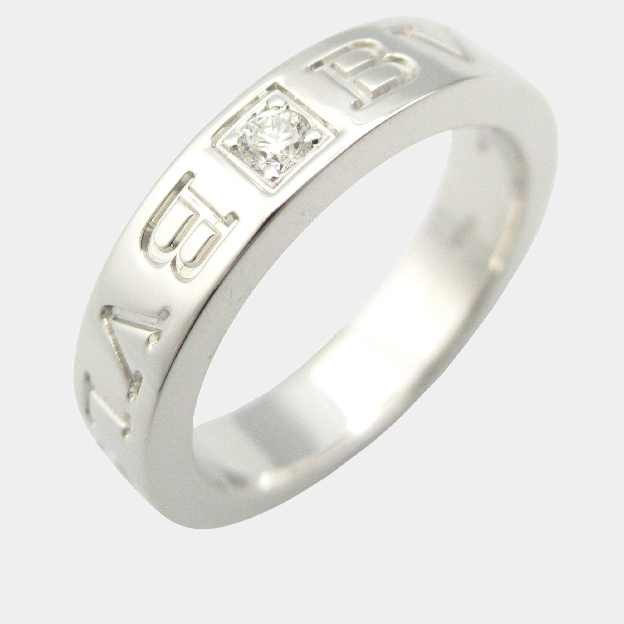 Pre Owned Bvlgari B.Zero1 18K White Gold and Diamond Band Ring EU 47