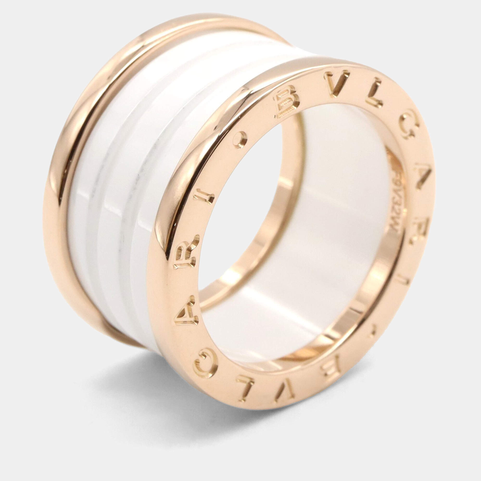 Bvlgari B.Zero1 18K Rose Gold and Ceramic Band Ring EU 52