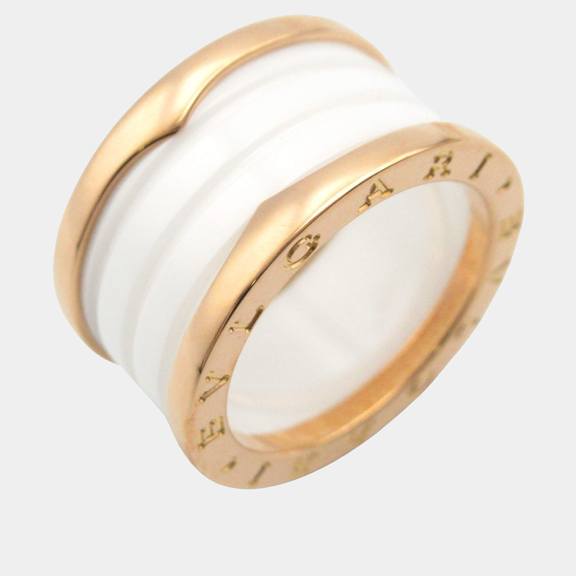 Bvlgari B.Zero1 18K Rose Gold and Ceramic Band Ring EU 54