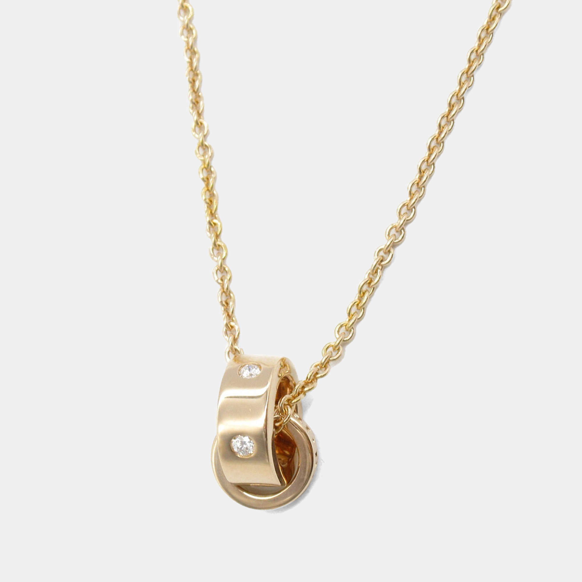 Bulgari BVLGARI BVLGARI 18K Rose Gold Diamond Link Pendant Necklace