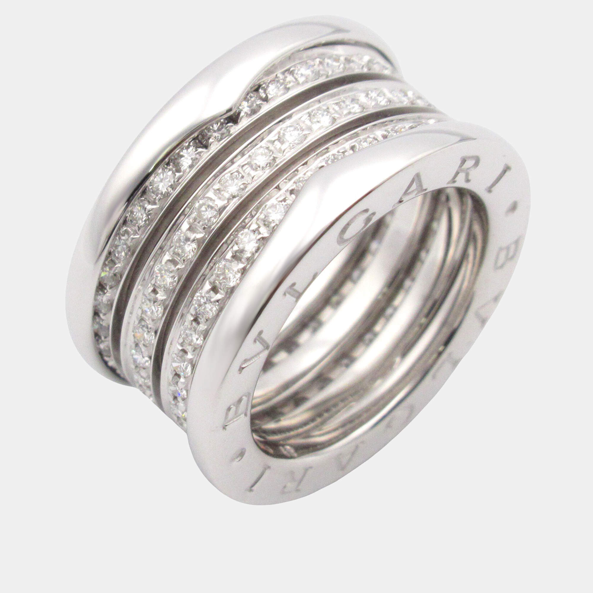 Bvlgari B.Zero1 18K White Gold and Diamond Band Ring EU 48
