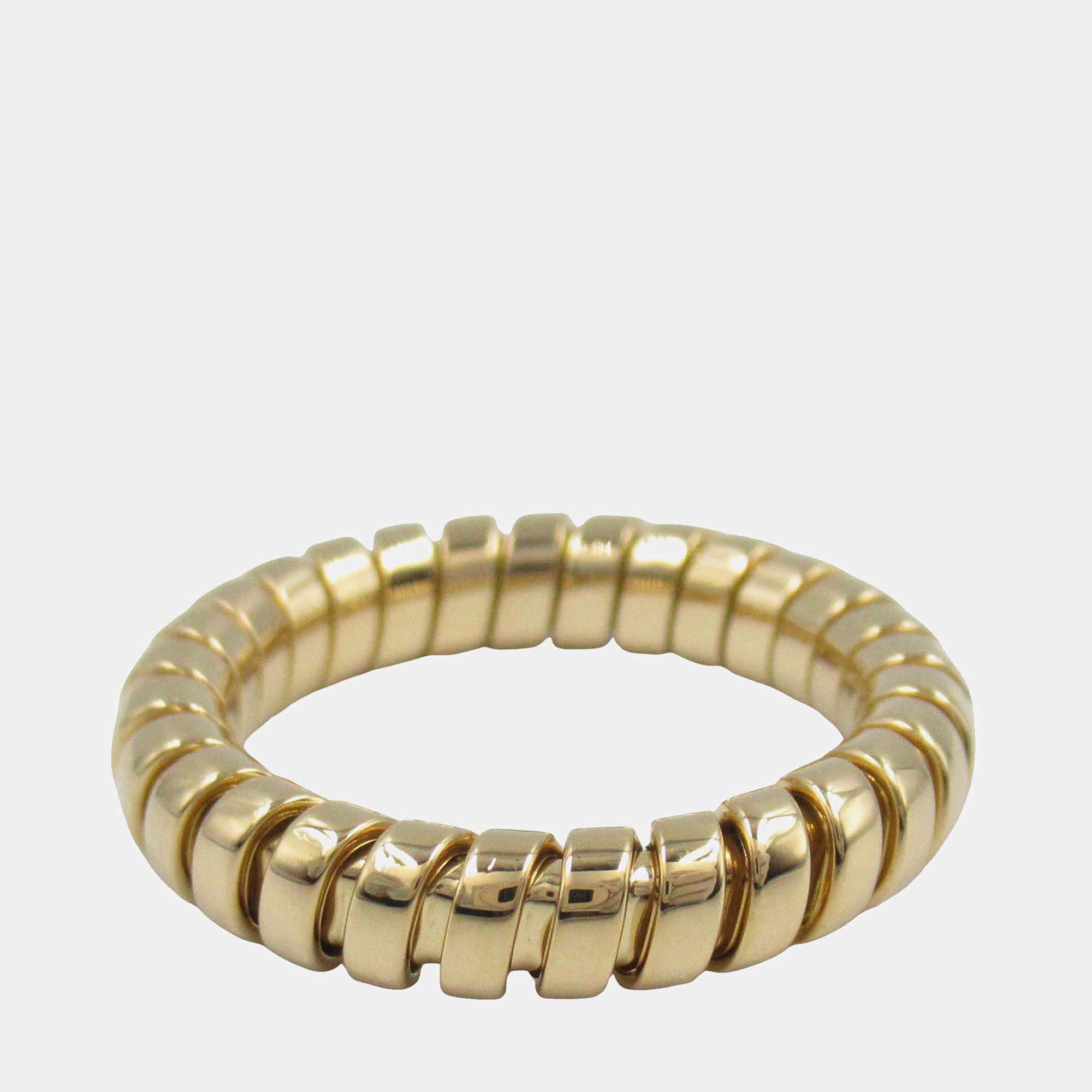 Bvlgari 18K Yellow Gold Tubogas Ring EU 52