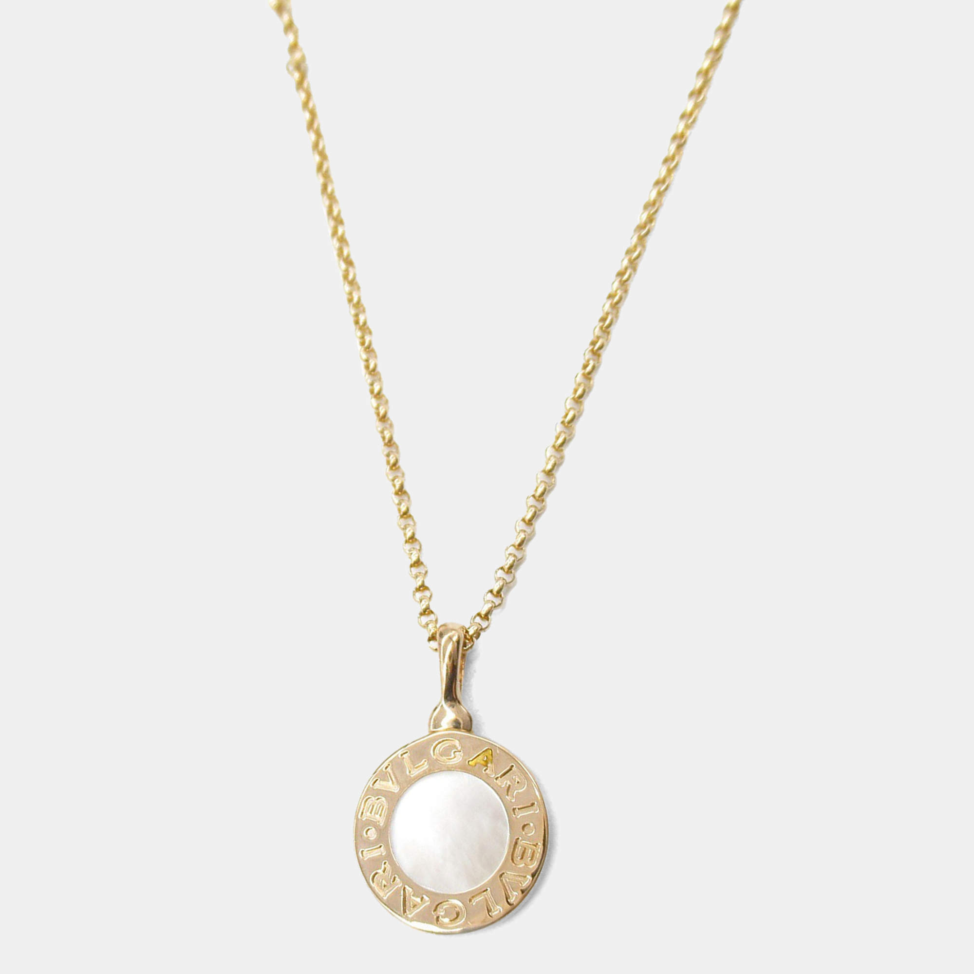 Bvlgari 18K Pink Rose Gold Mother Of Pearl Necklace 