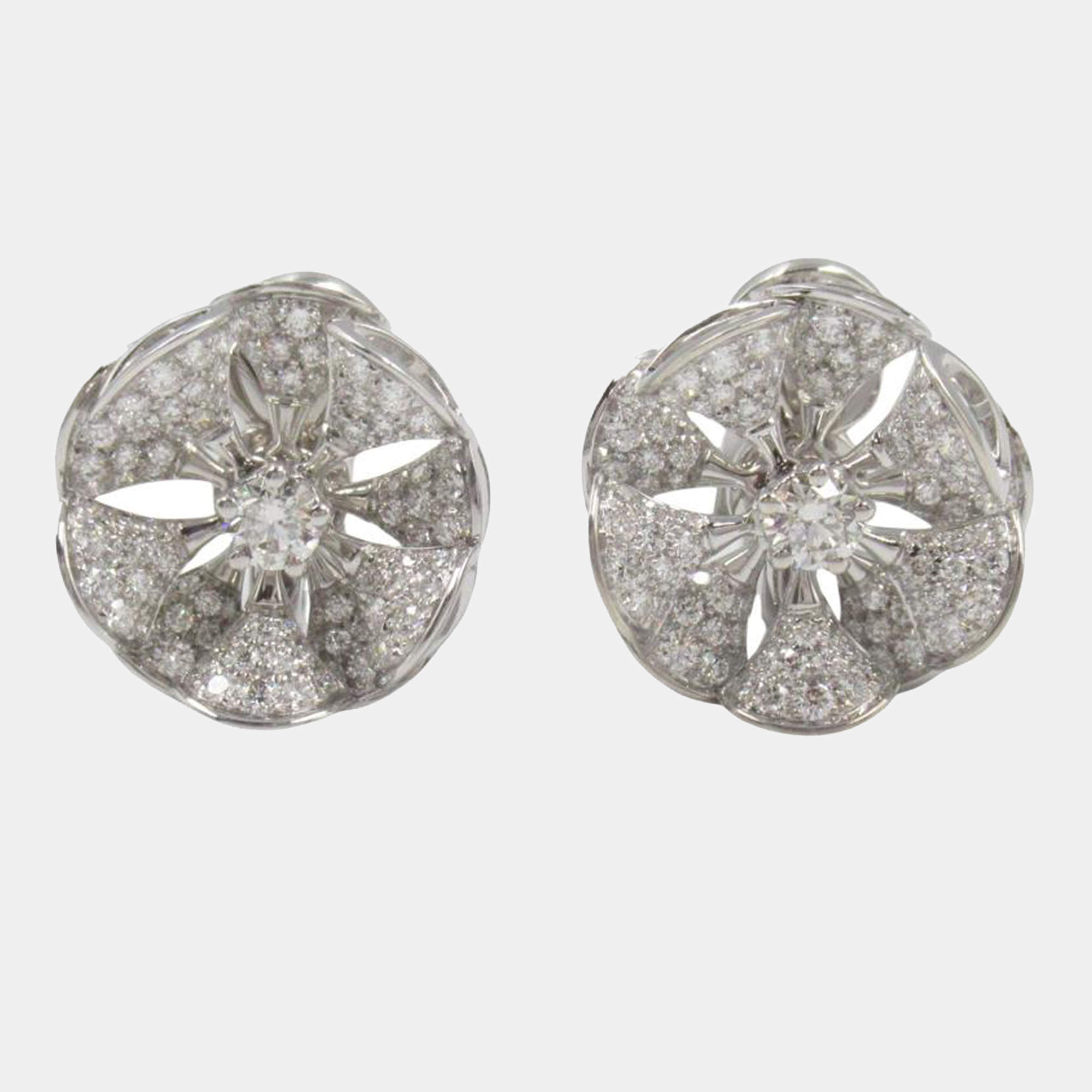 Pre Owned Bvlgari Divas' Dream Divissima 18K White Gold 1.05ctw Diamond Earrings
