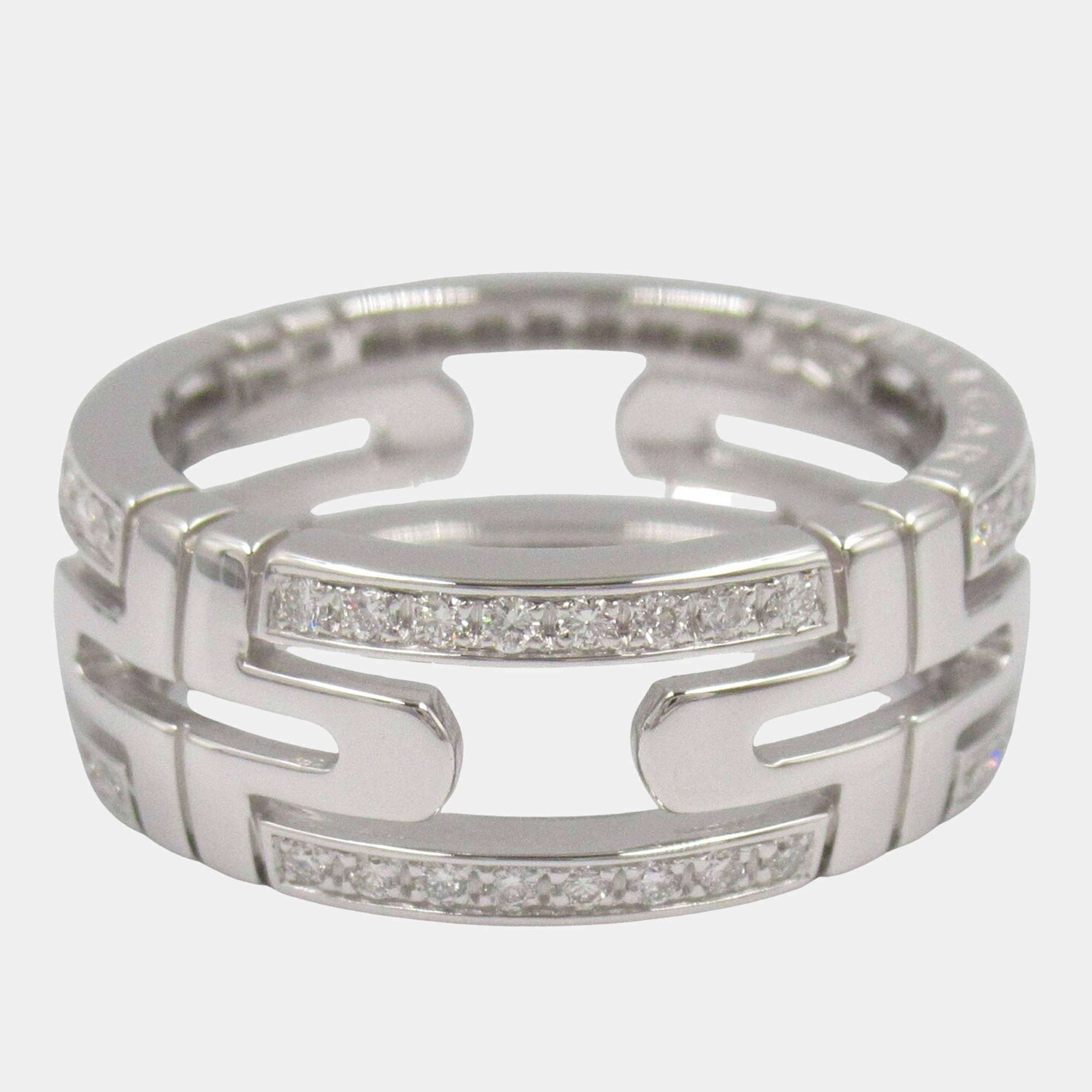 Bvlgari Parentesi Small 18K White Gold Diamond Ring EU54