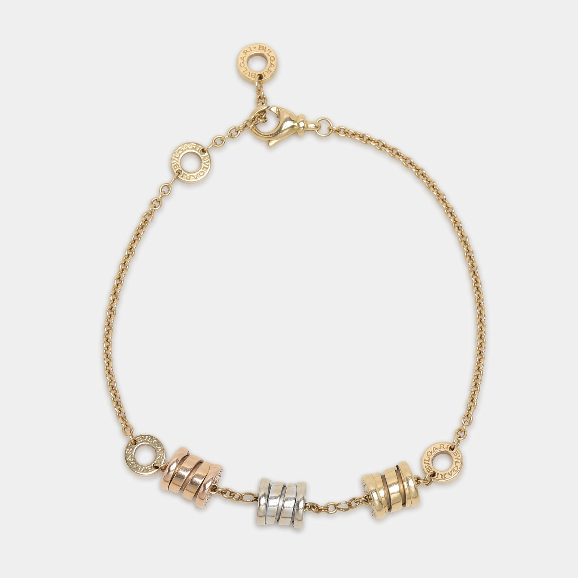 Pre Owned Bvlgari B.zero1 18K Three Tone Gold Element Soft Bracelet