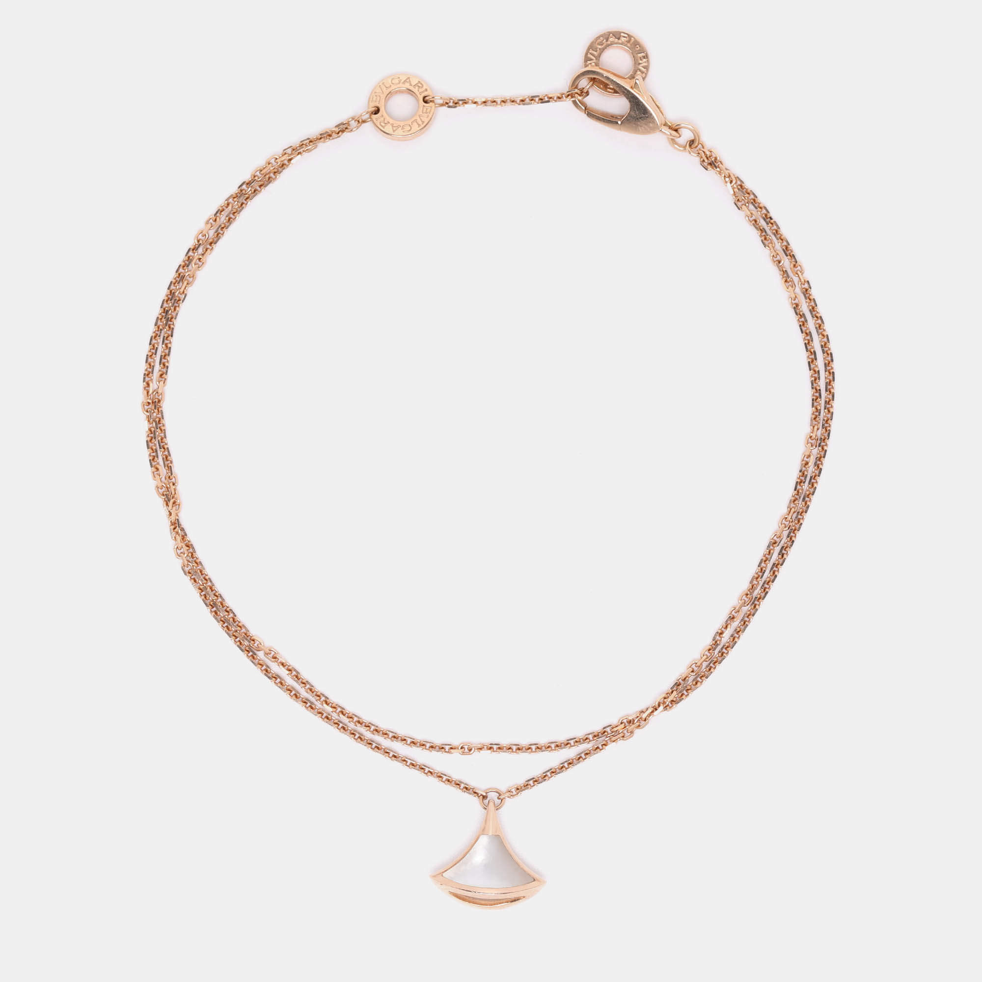 Pre Owned Bvlgari Divas' Dream Mother of Pearl 18k Rose Gold Charm Bracelet ML