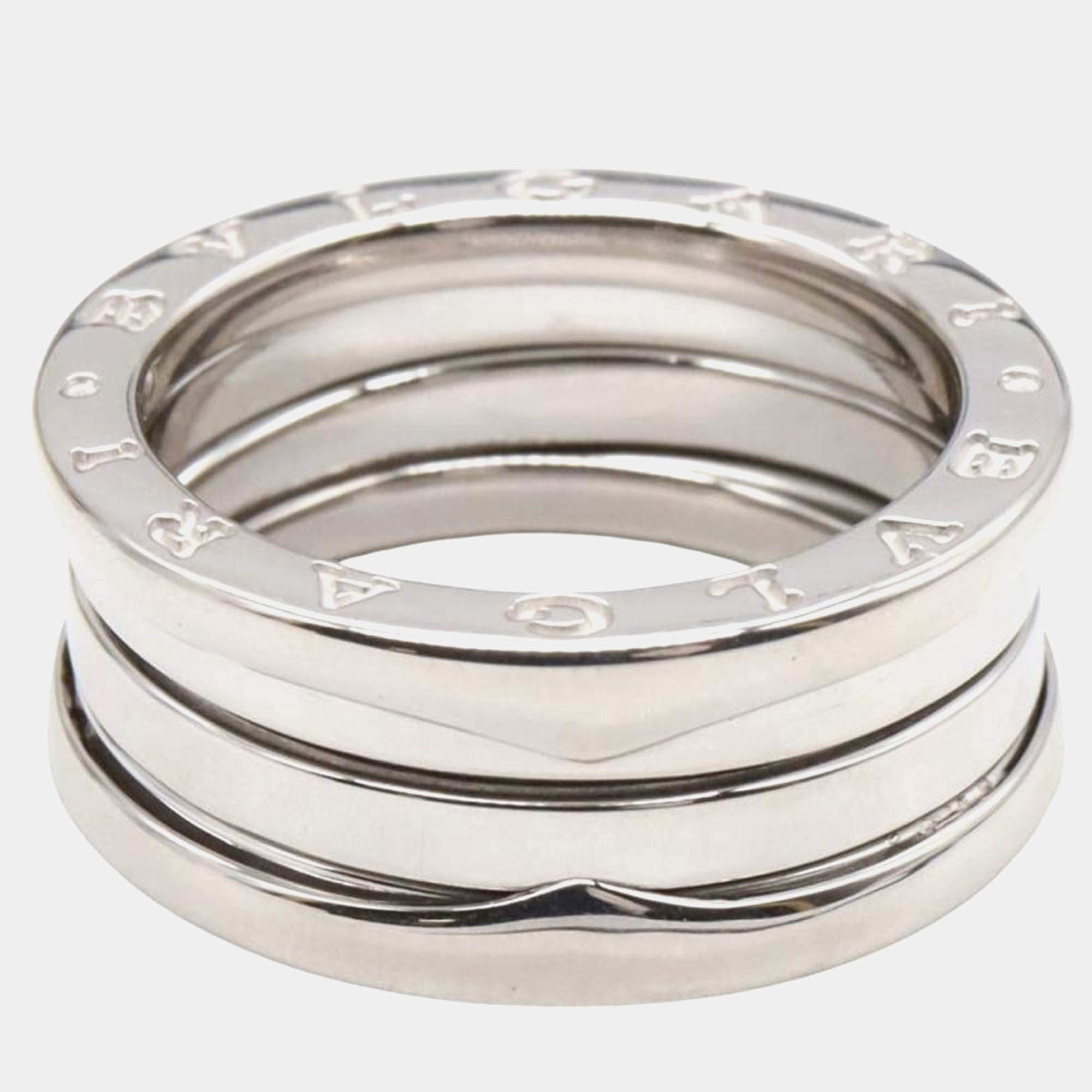 Pre Owned Bvlgari B.Zero1 18K White Gold Band Ring EU 51