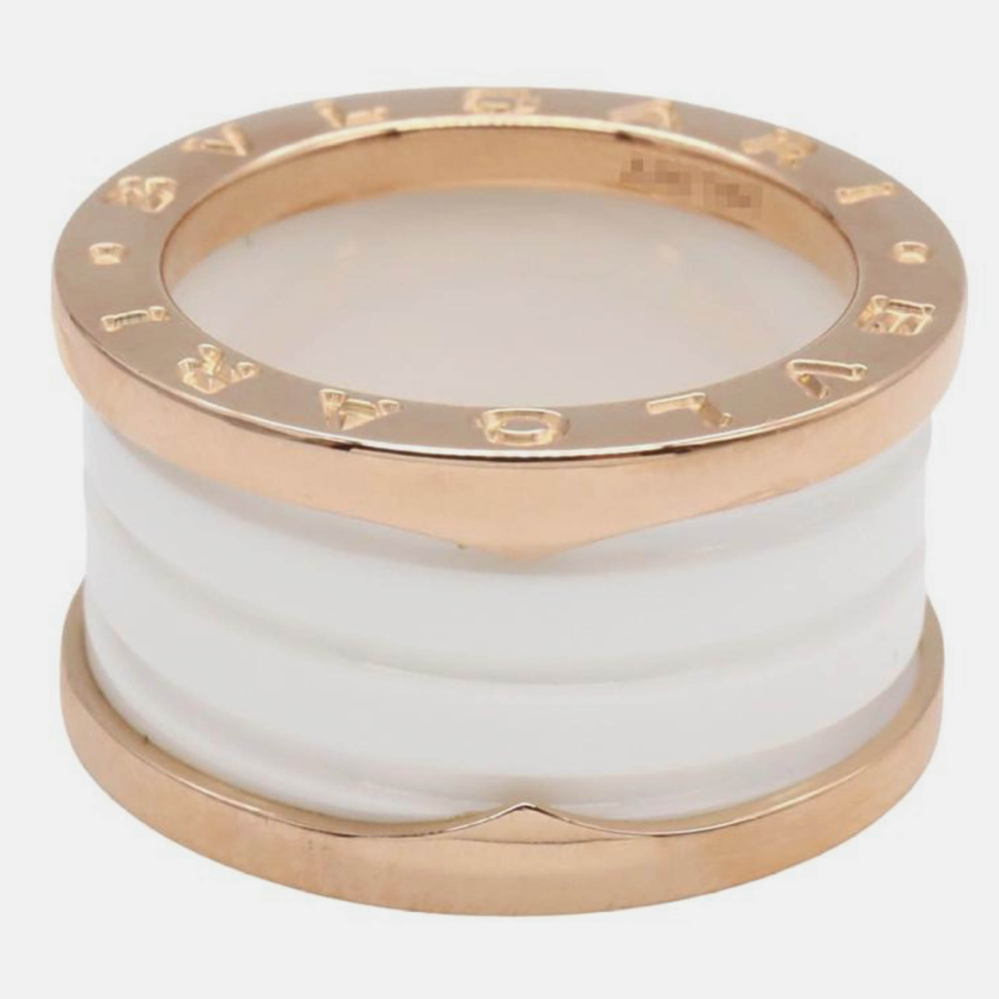 Pre Owned Bvlgari B.Zero1 18K Rose Gold and Ceramic Band Ring EU 51