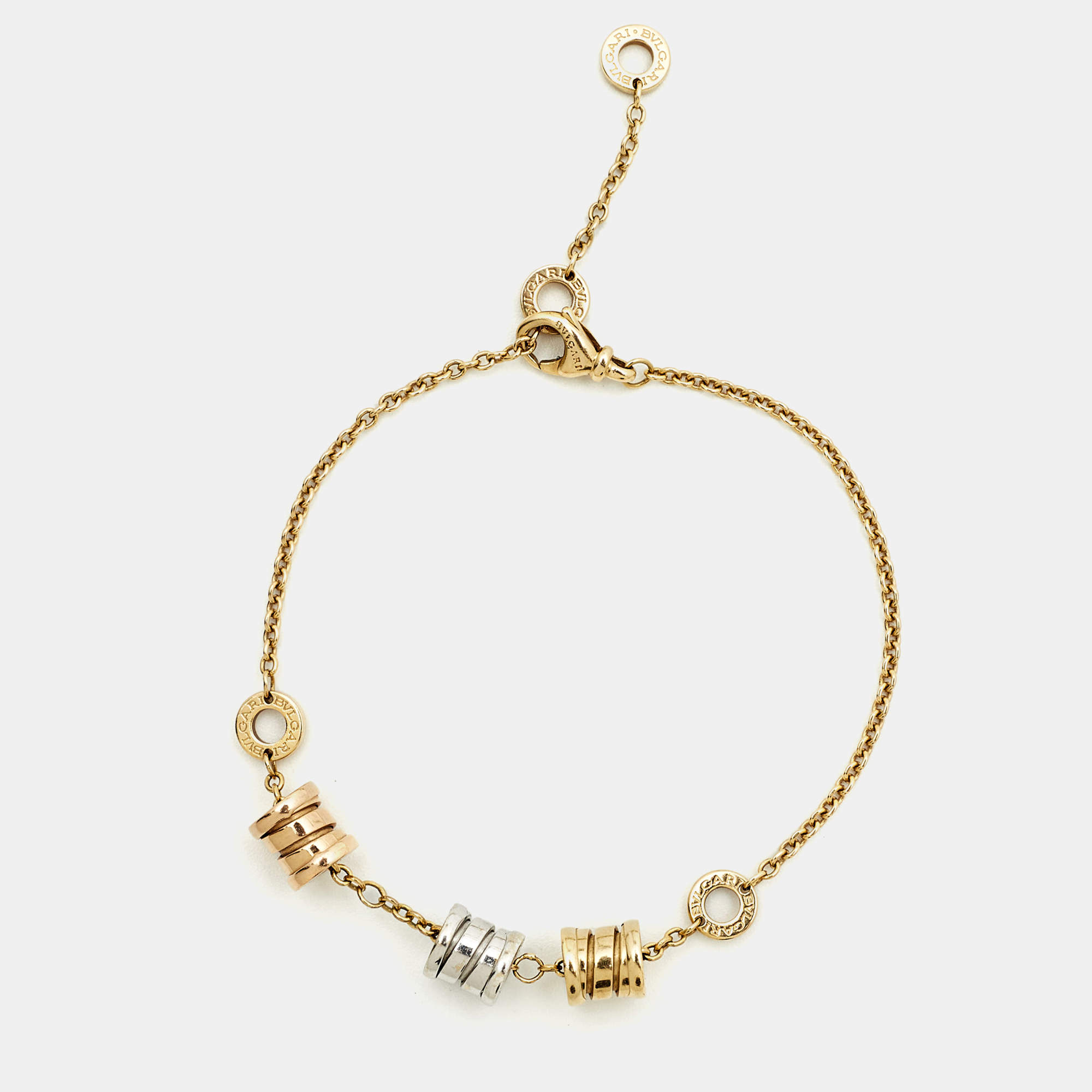 Pre Owned Bvlgari B.zero1 18K Three Tone Gold Bracelet