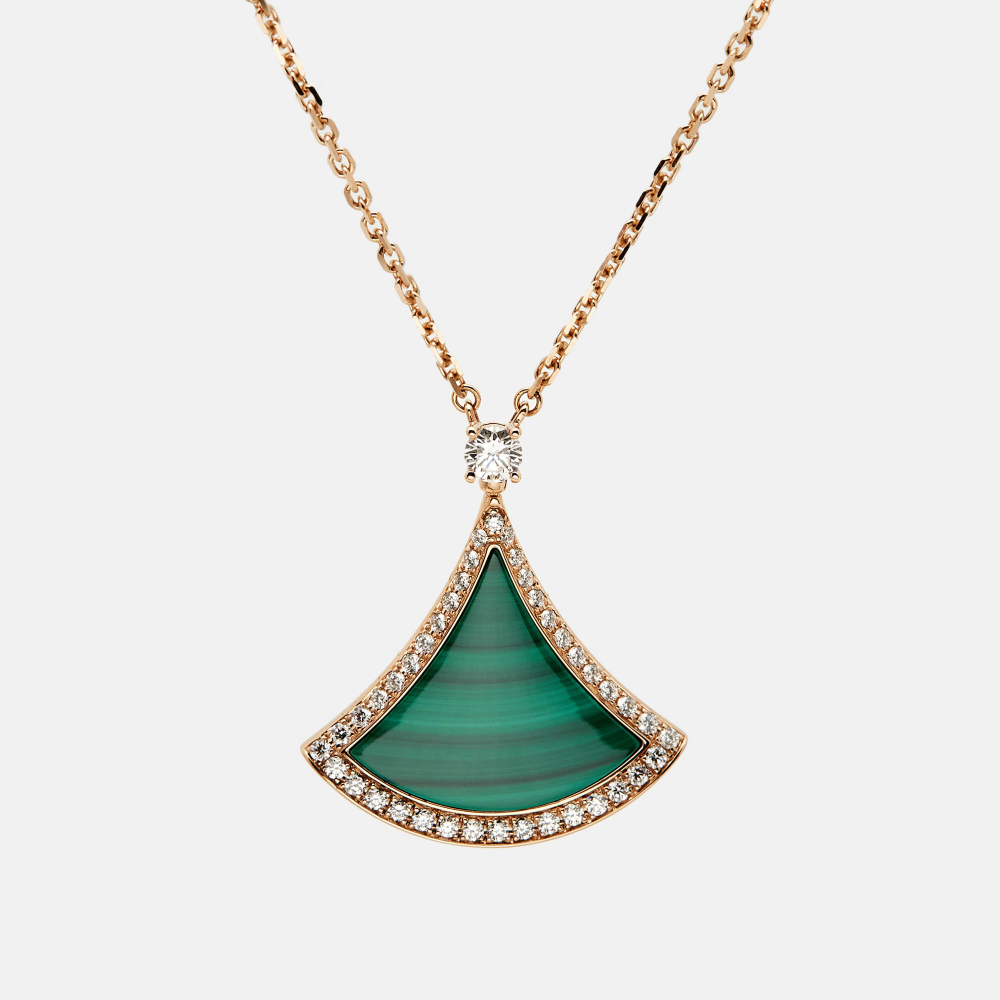 Pre Owned Bvlgari Divas’ Dream Malachite Diamond 18k Rose Gold Necklace