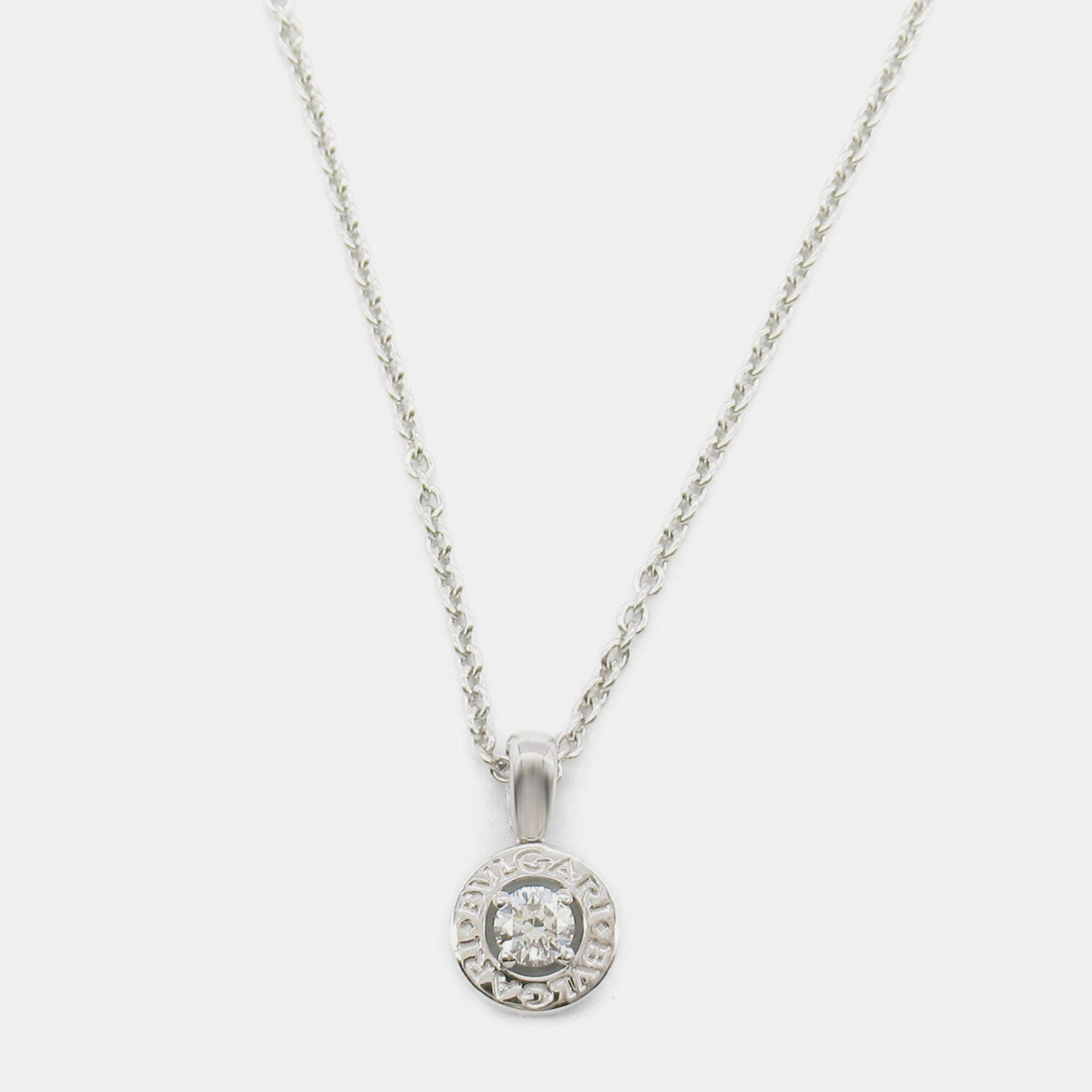 Pre Owned Bvlgari Bvlgari 18K White Gold and Diamond Pendant Necklace