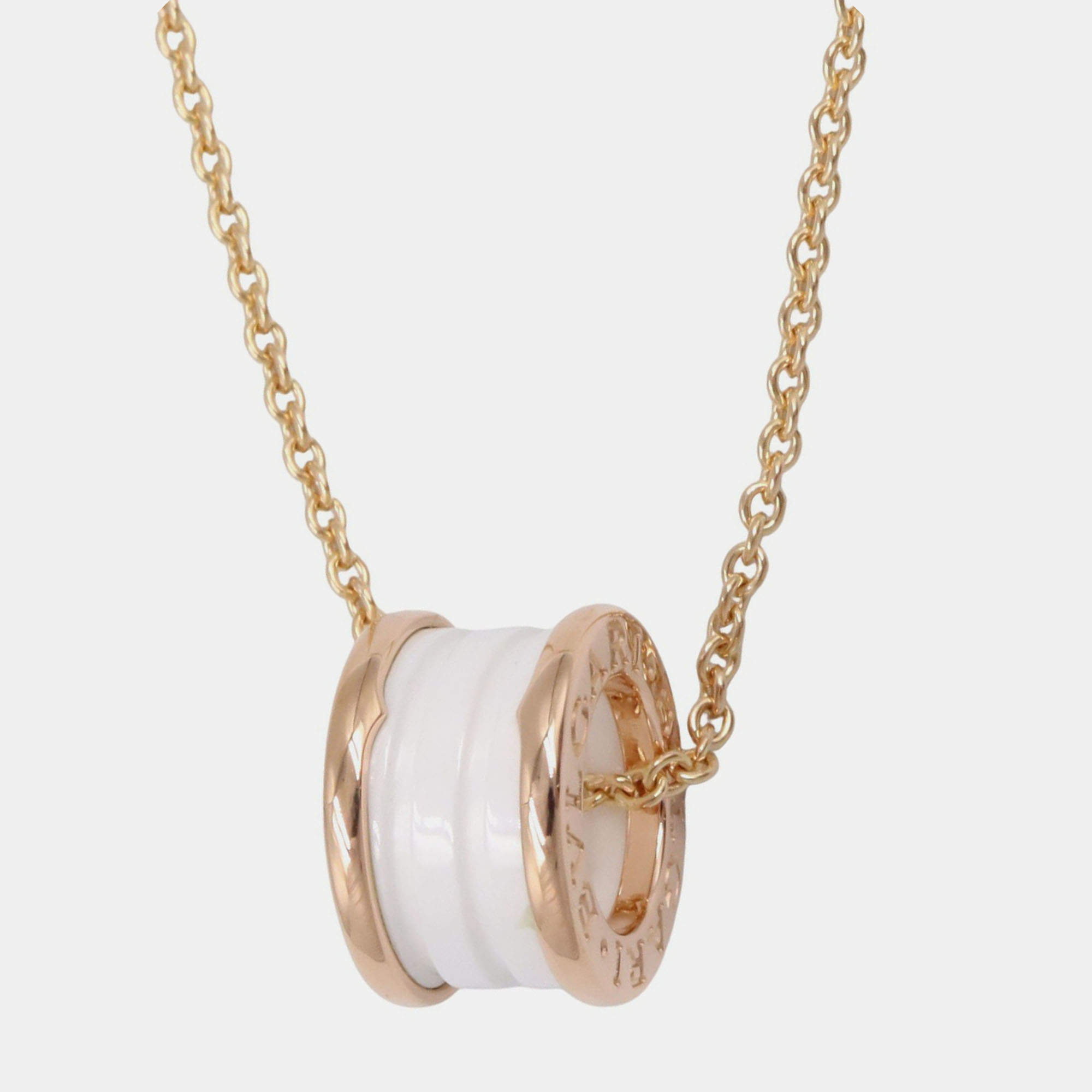 Pre Owned Bvlgari B.zero1 18K Rose Gold and White Ceramic Pendant Necklace