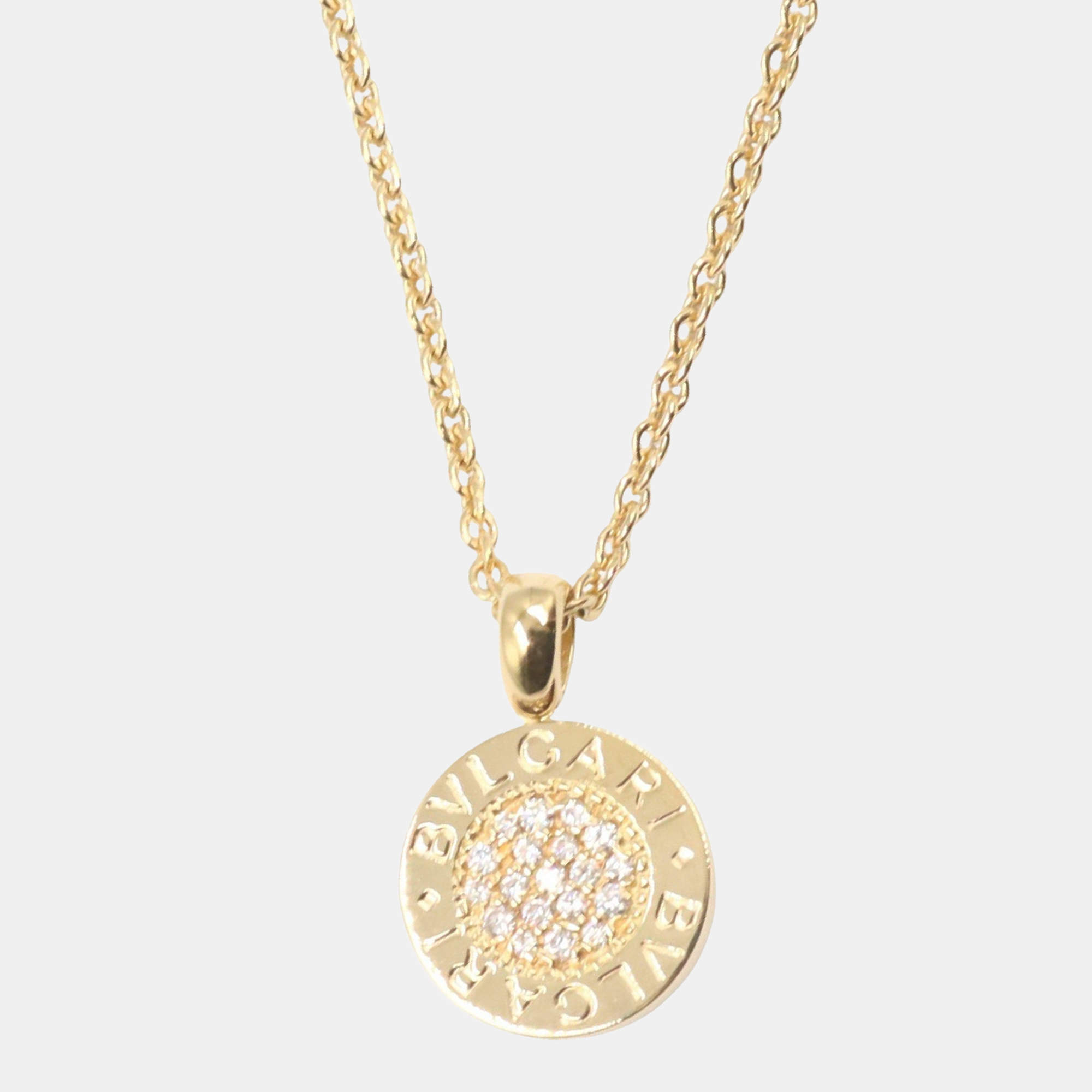 Pre Owned Bvlgari Bvlgari Bvlgari 18K Yellow Gold and Diamond Pendant Necklace