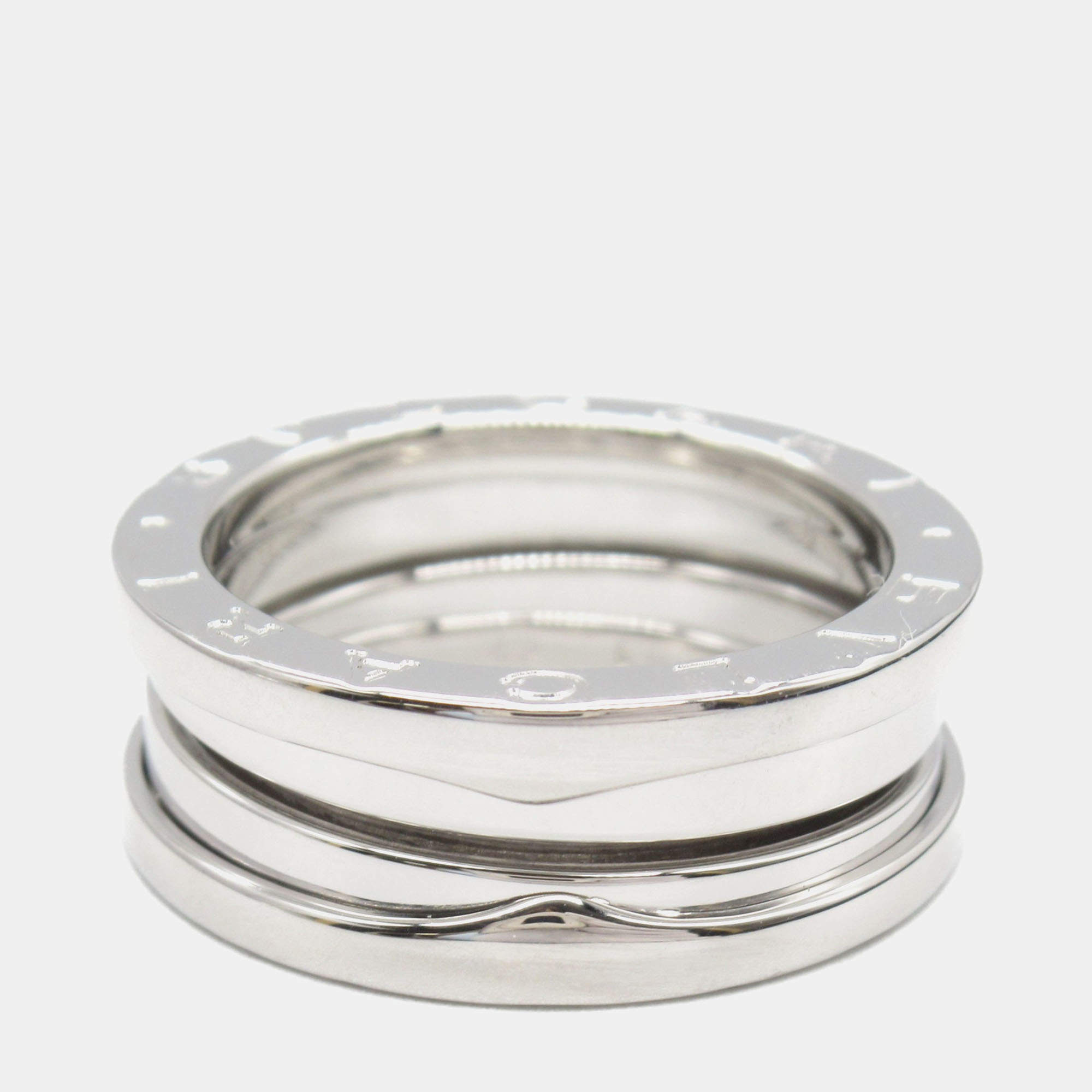 Pre Owned Bvlgari B.Zero1 18K White Gold Band Ring EU 53