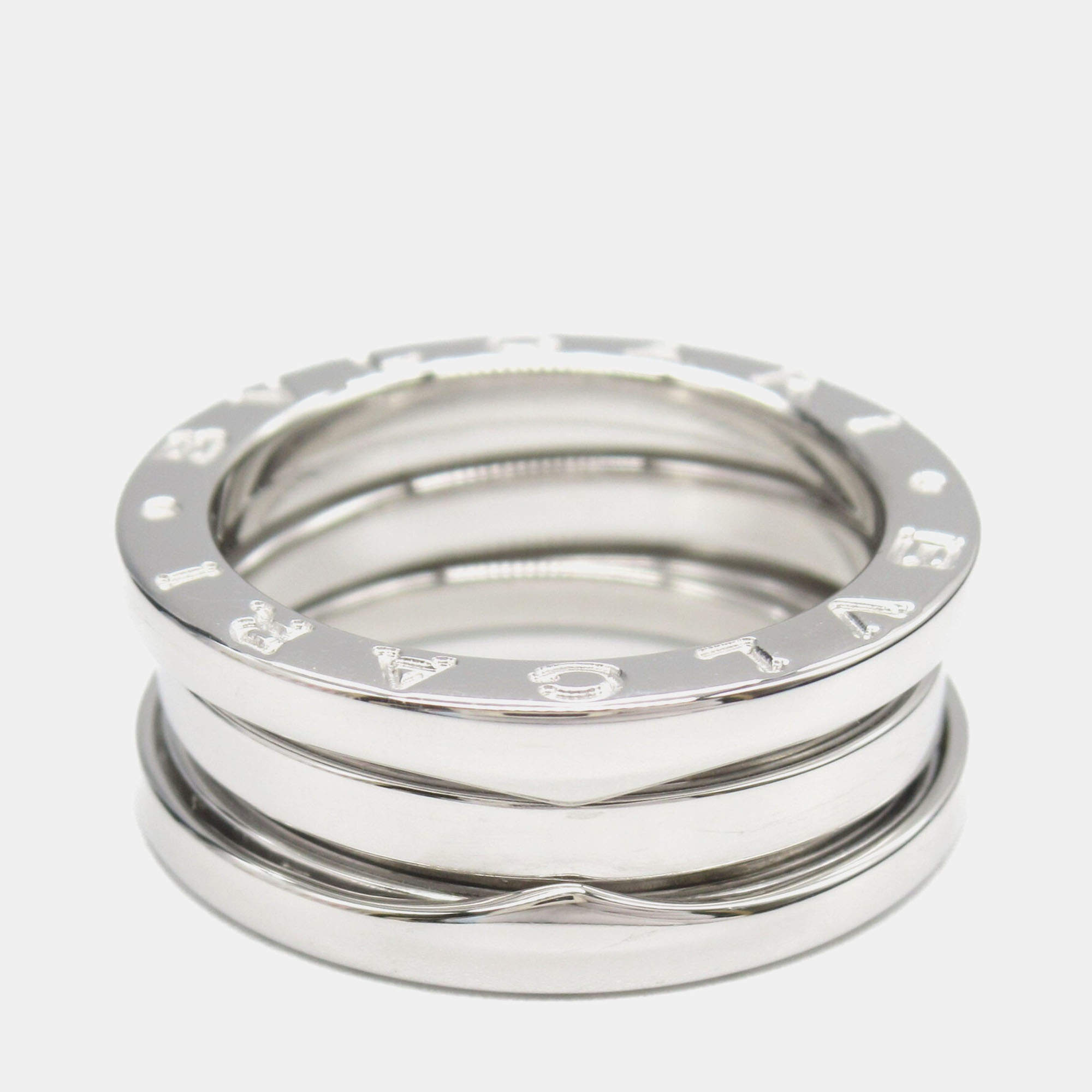Pre Owned Bvlgari B.Zero1 18K White Gold Band Ring EU 50