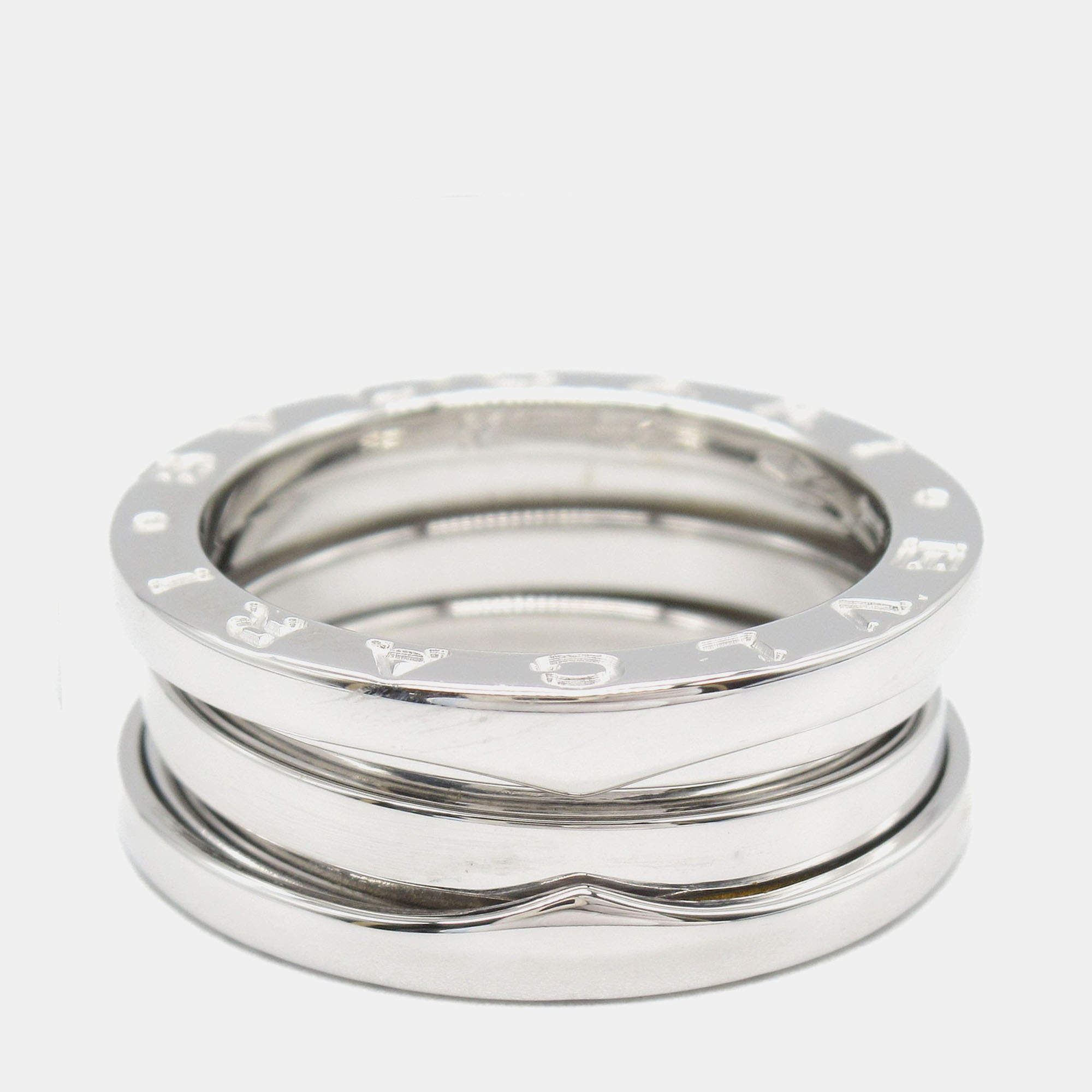 Pre Owned Bvlgari B.Zero1 18K White Gold Band Ring EU 52