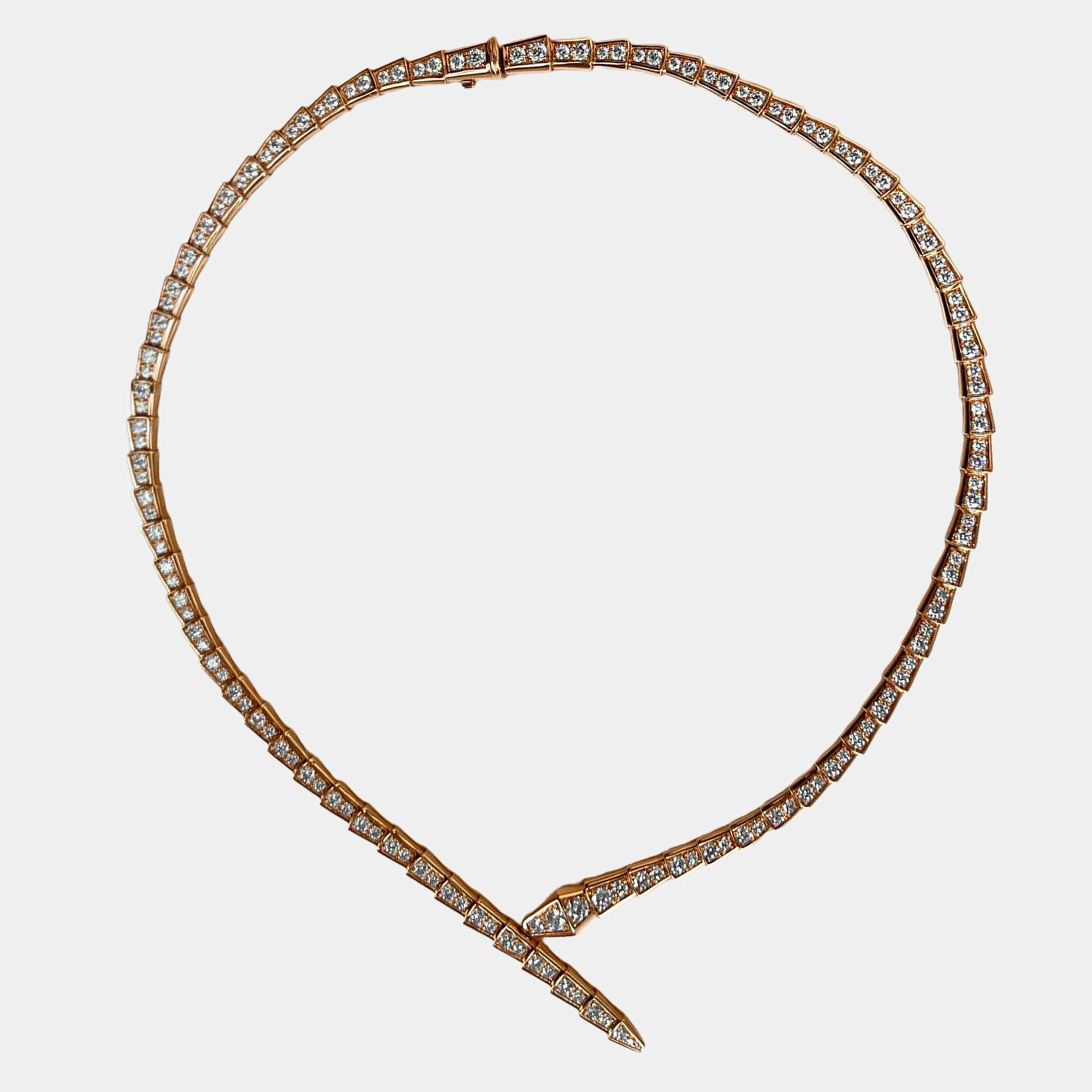مملوكة مسبقًا Bulgari Serpenti Viper Necklace Rose Gold Full Diamond L Size