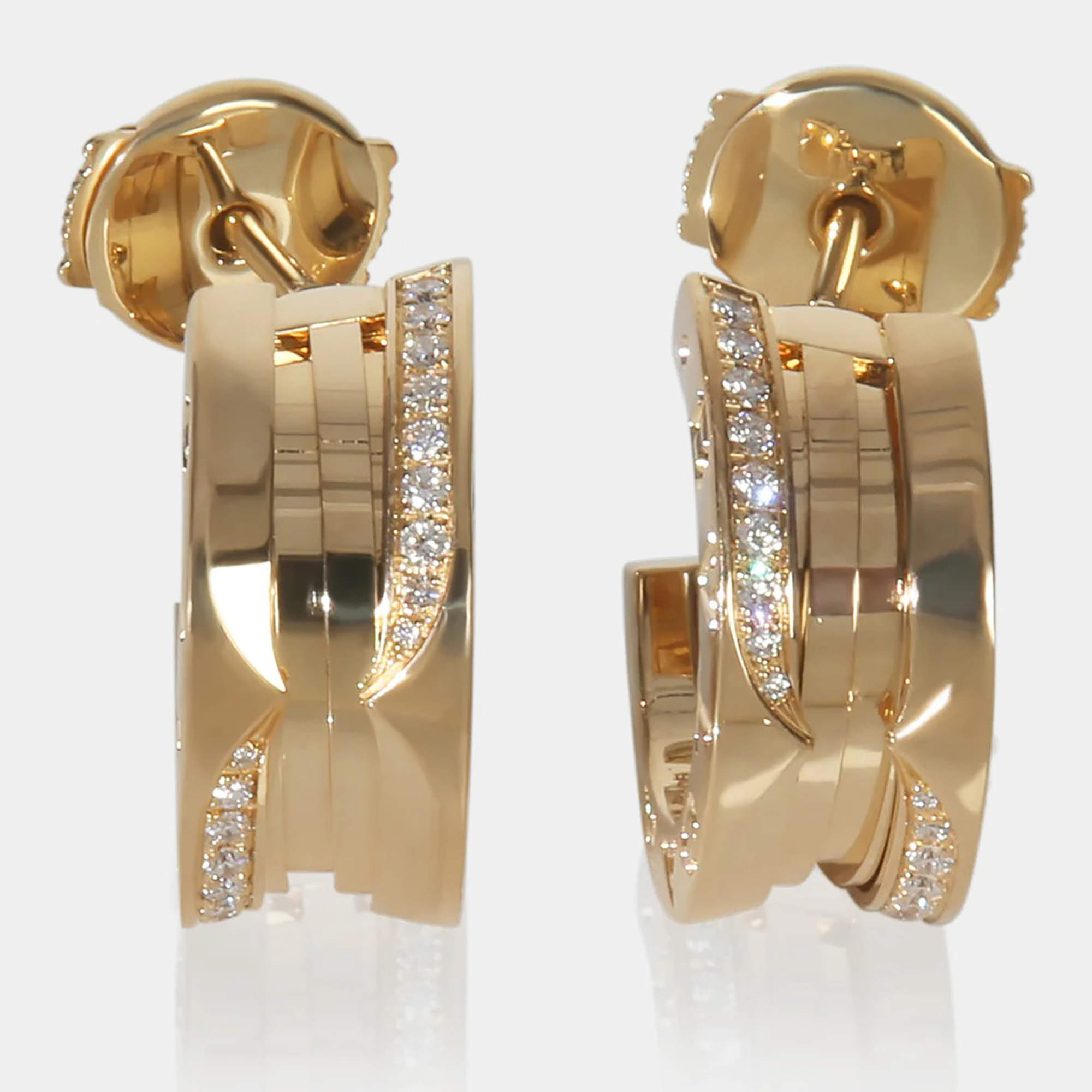 مملوكة مسبقًا Bvlgari B.Zero1 18K Yellow Gold and Diamonds Hoop Earrings