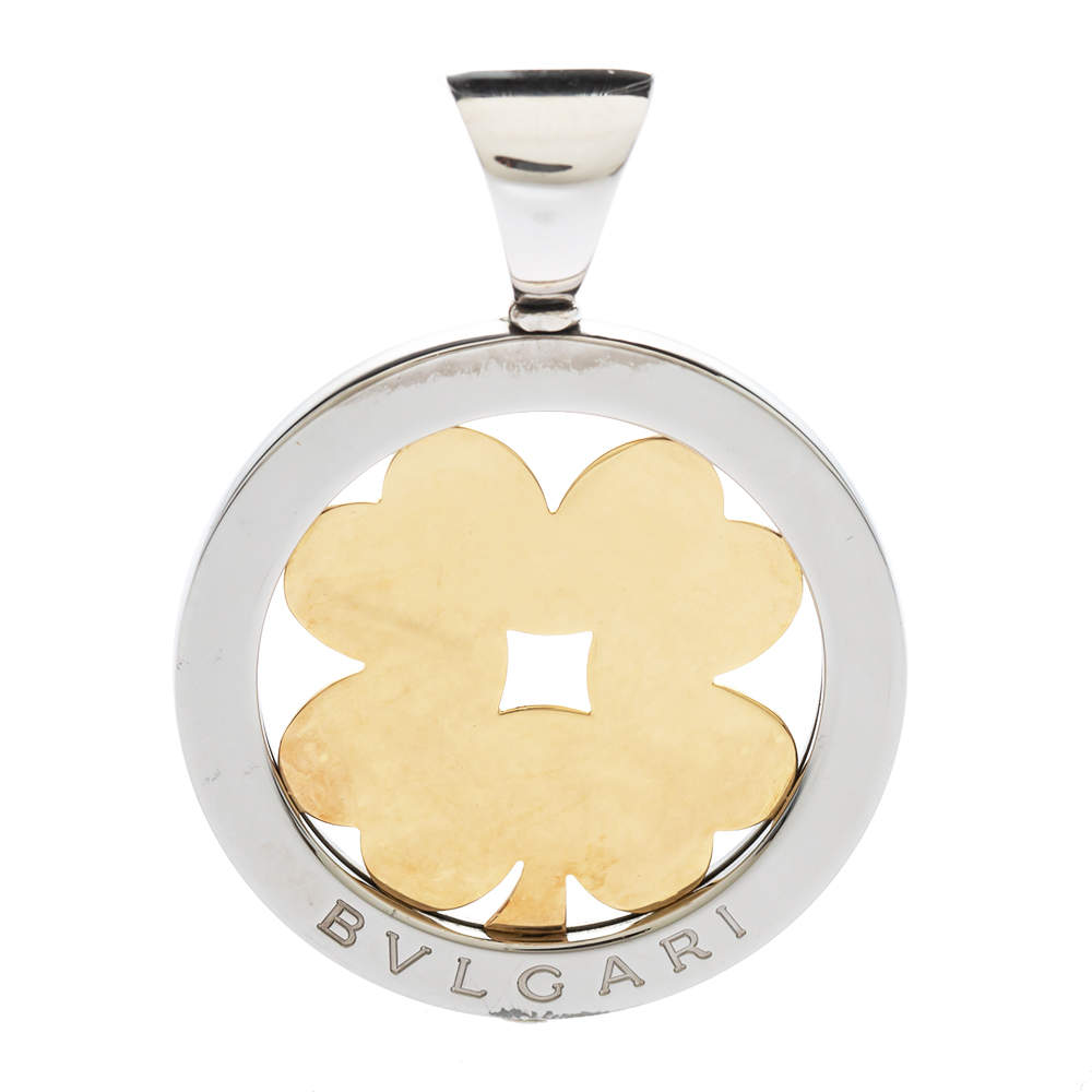 Bvlgari Tondo Clover 18K Yellow Gold & Stainless Steel Pendant