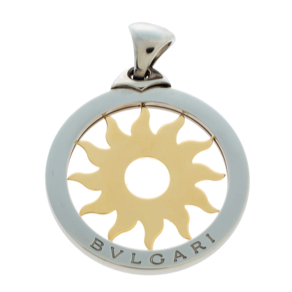 Bvlgari Tondo Sun 18K Yellow Gold and Stainless Steel Pendant Large