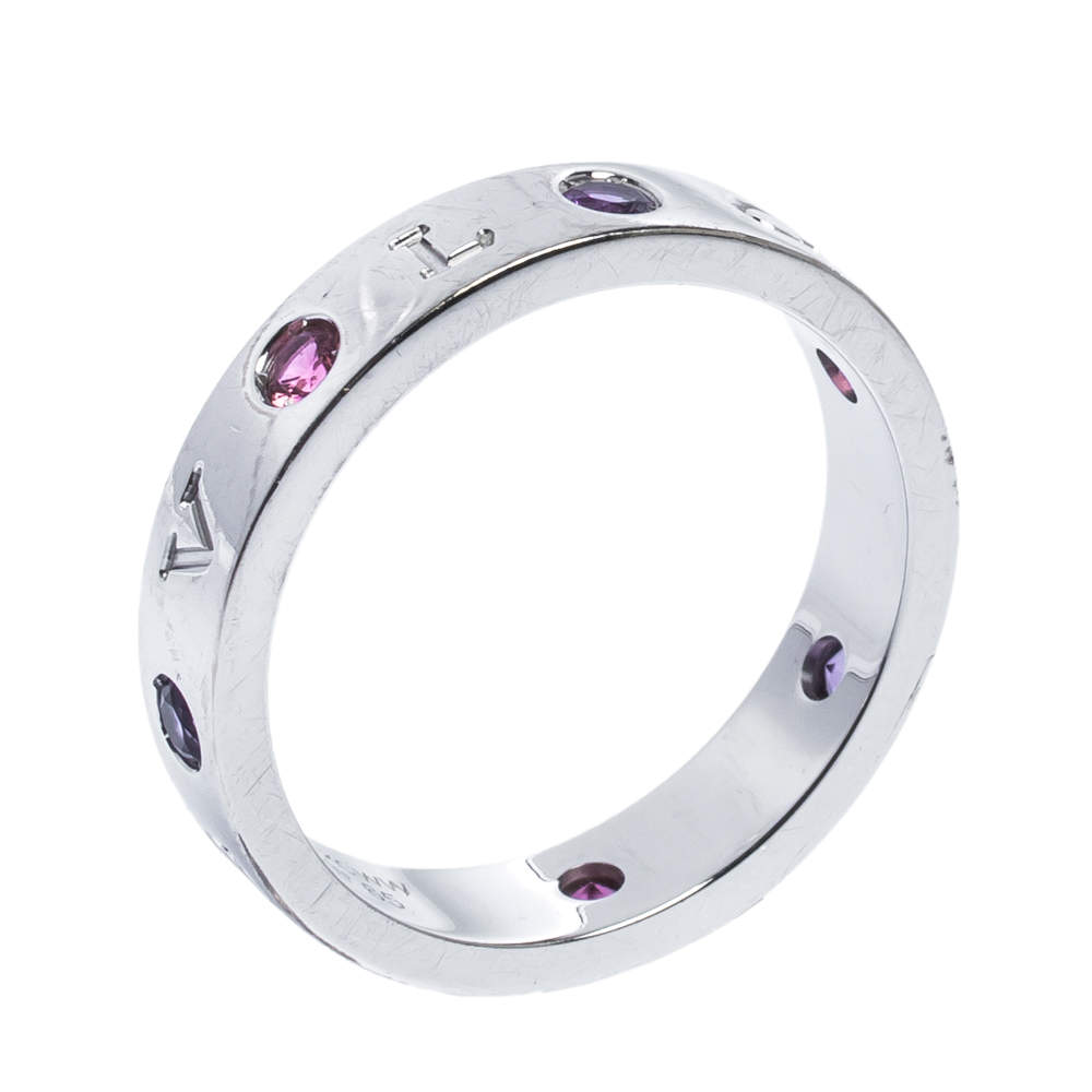 Bvlgari Bvlgari Multicolor Gemstone Diamond 18K White Gold Band Ring 65