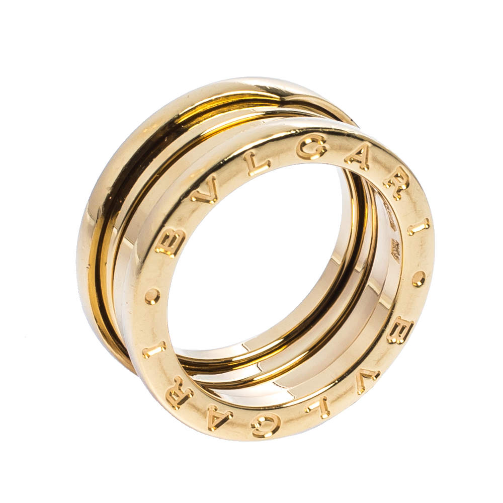 Bvlgari B.Zero1 18K Yellow Gold 3-Band Ring Size 52
