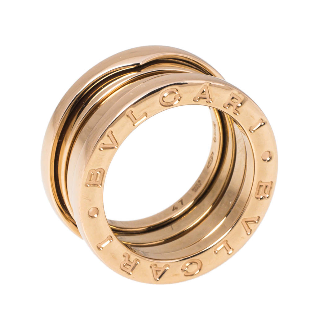 Pre Owned Bvlgari B.zero1 18K Rose Gold 3-Band Ring Size 47