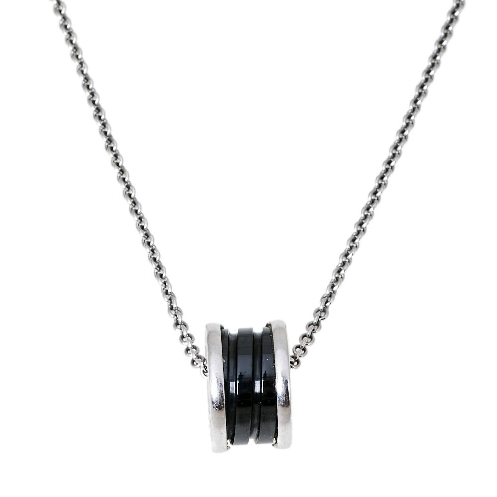 Pre Owned Bvlgari Save The Children B.zero1 Ceramic Silver Pendant Necklace