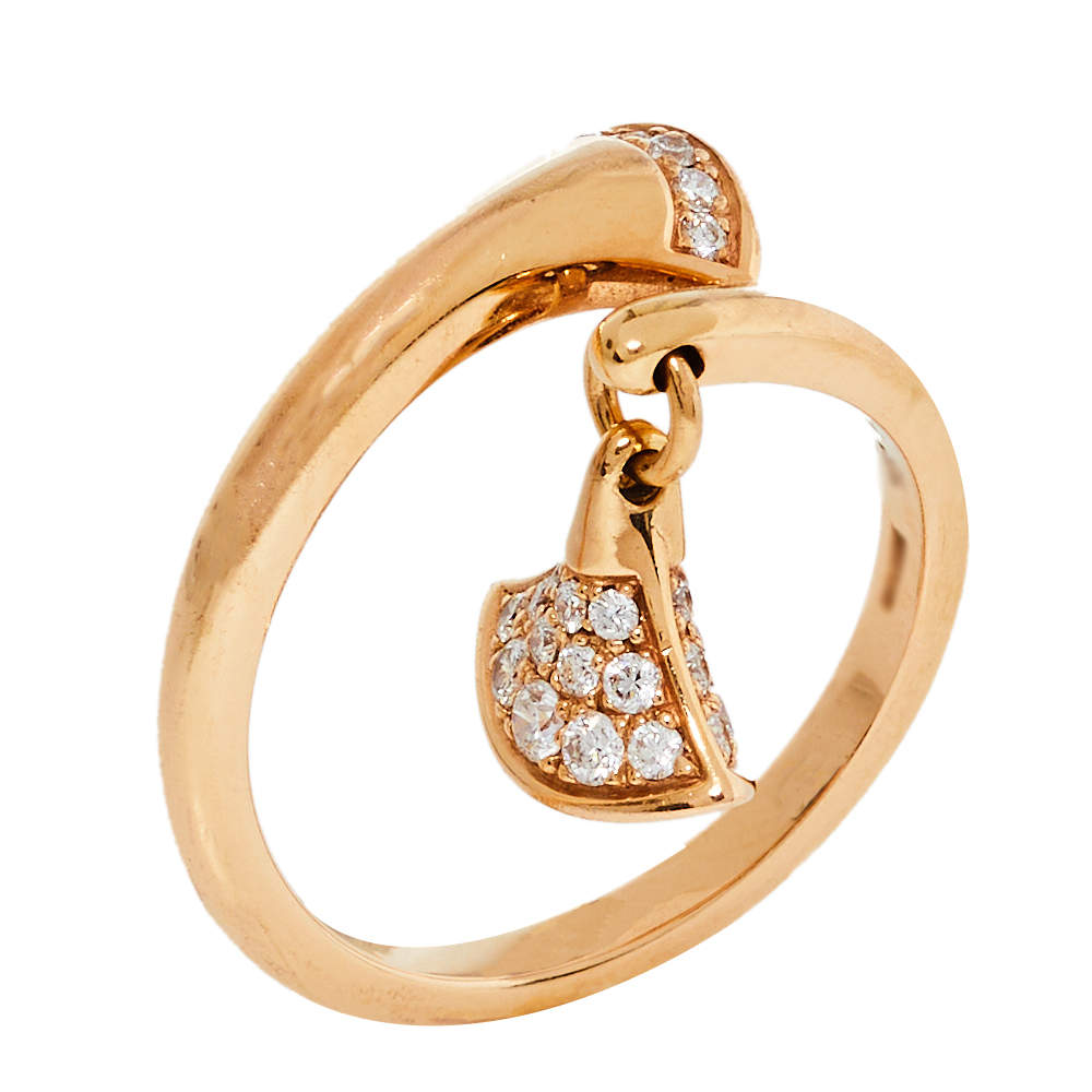 Pre Owned Bvlgari Divas' Dream Diamond 18K Rose Gold Ring Size 54