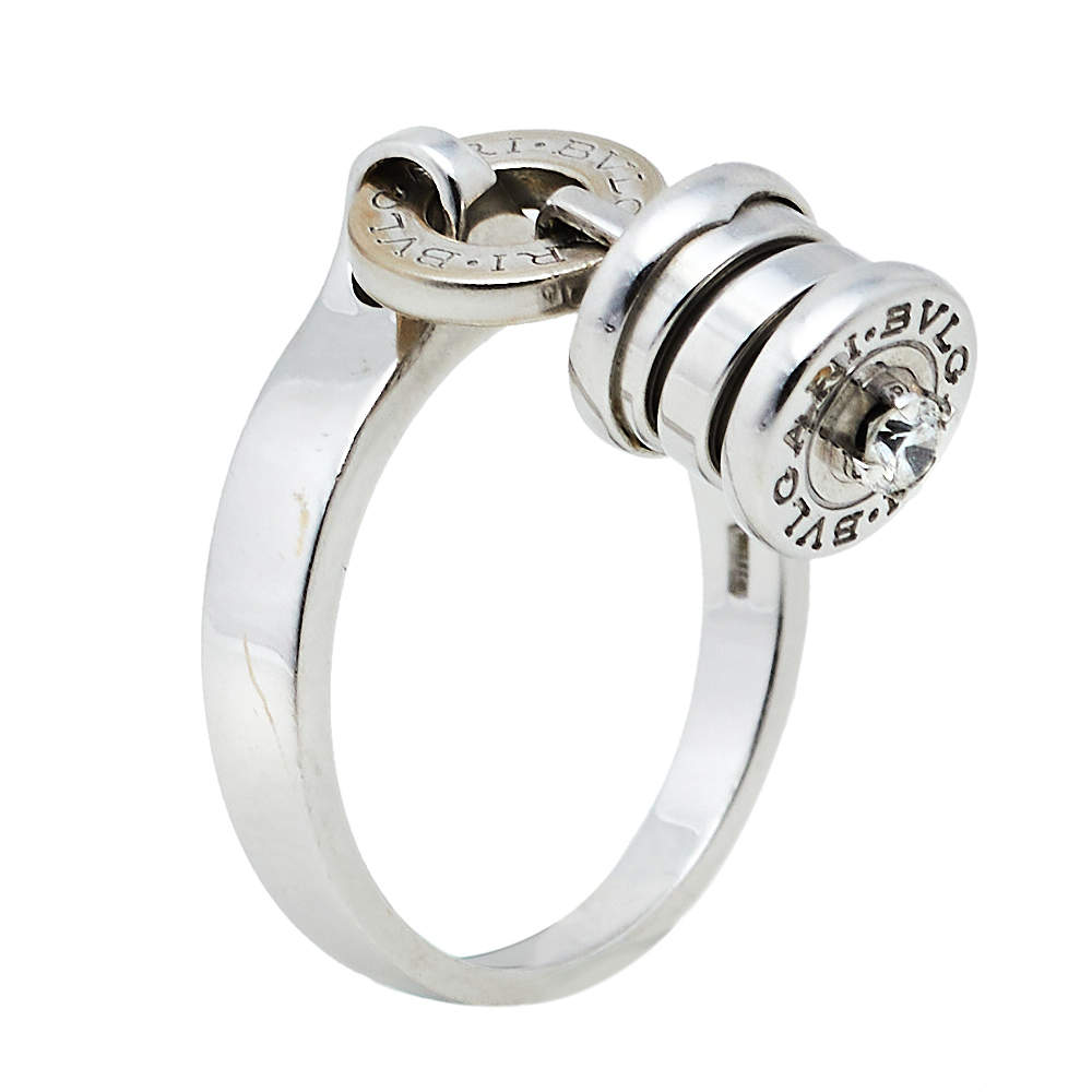 Bvlgari B Zero1 Diamond 18k White Gold Charm Ring Size Eu 54 5 Bvlgari Tlc