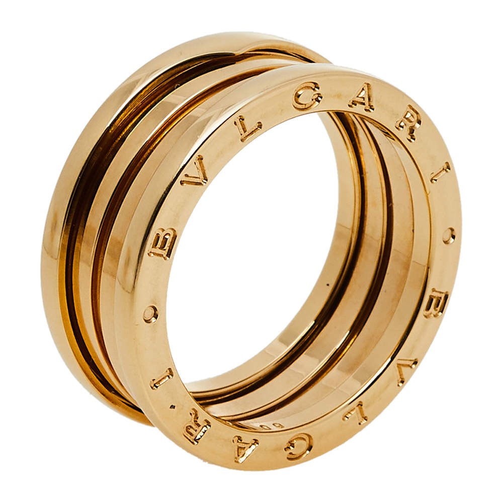 Pre Owned Bvlgari B.Zero1 18K Yellow Gold Three Band Ring Size 60