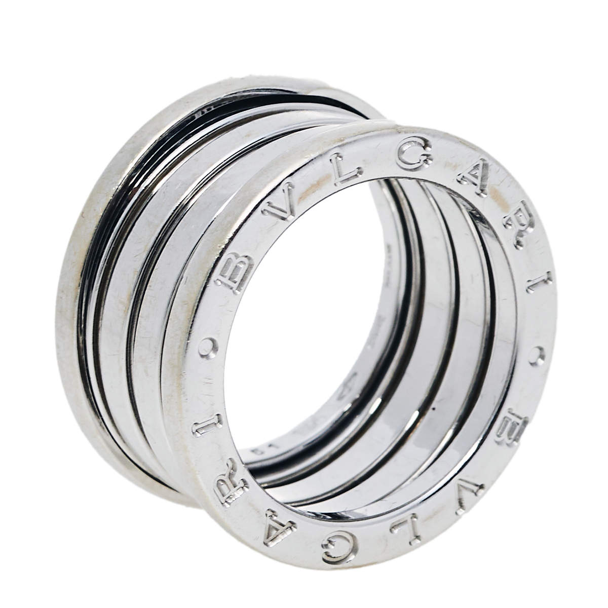 Pre Owned Bvlgari B.Zero1 18K White Gold Four Band Ring Size 51