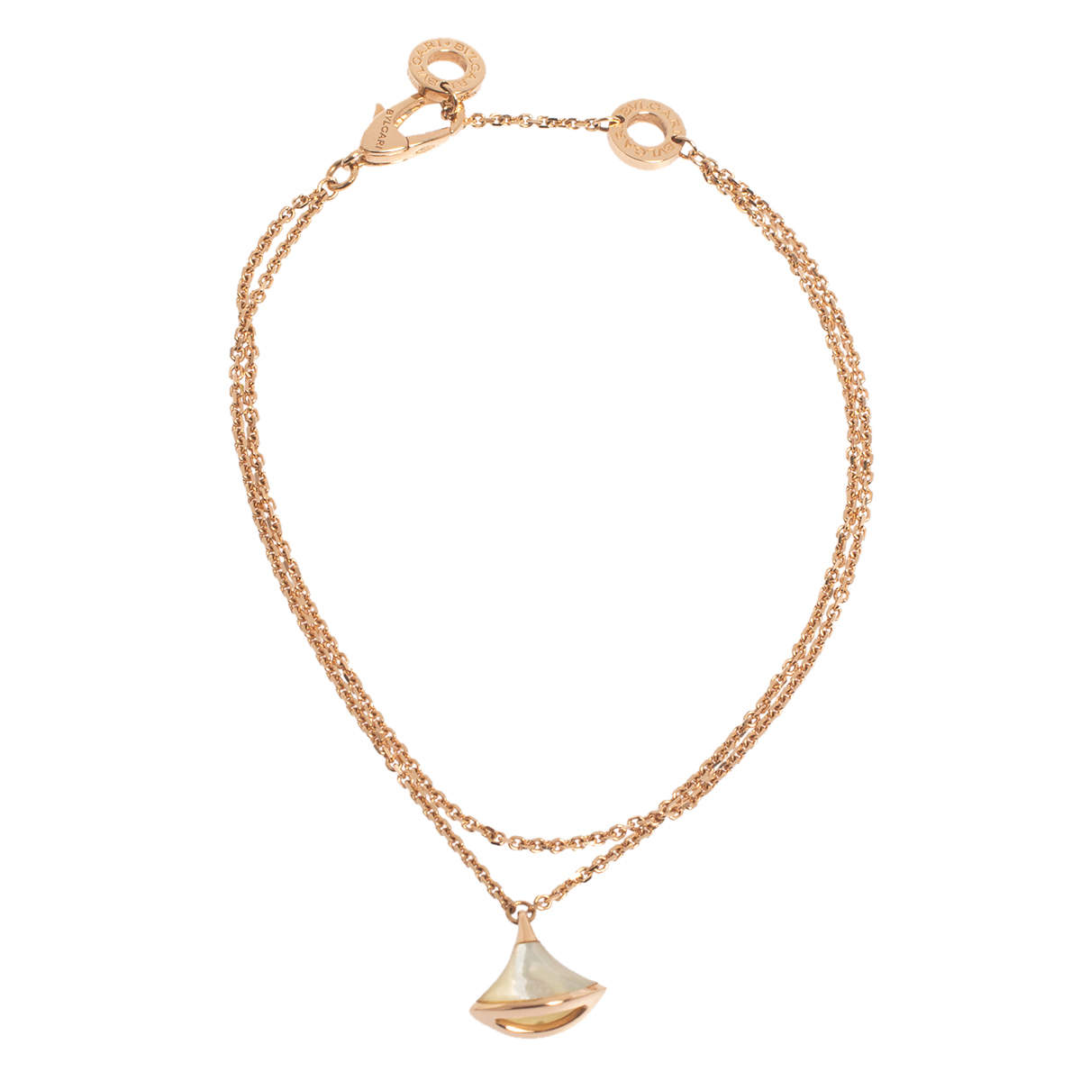 Pre Owned Bvlgari Divas' Dream Mother of Pearl 18K Rose Gold Chain Bracelet SM