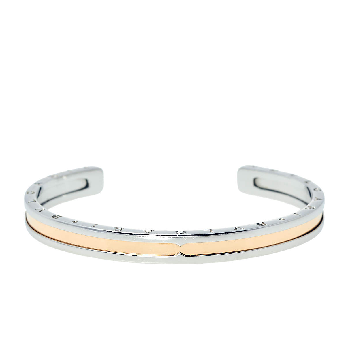 Bvlgari B.Zero1 18K Rose Gold and Steel Cuff Bracelet S