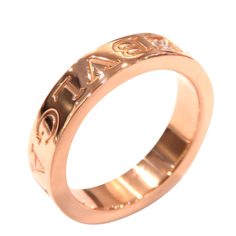 Pre Owned Bvlgari Bvlgari Bvlgari 18K Rose Gold Diamond Ring Size EU 52