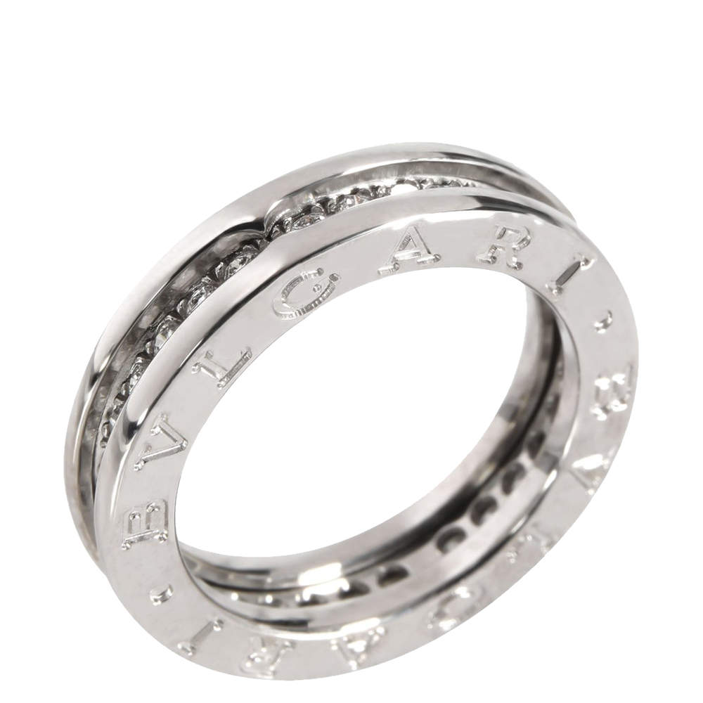 Bvlgari B.Zero1 18K White Gold Diamond Ring Size EU 50