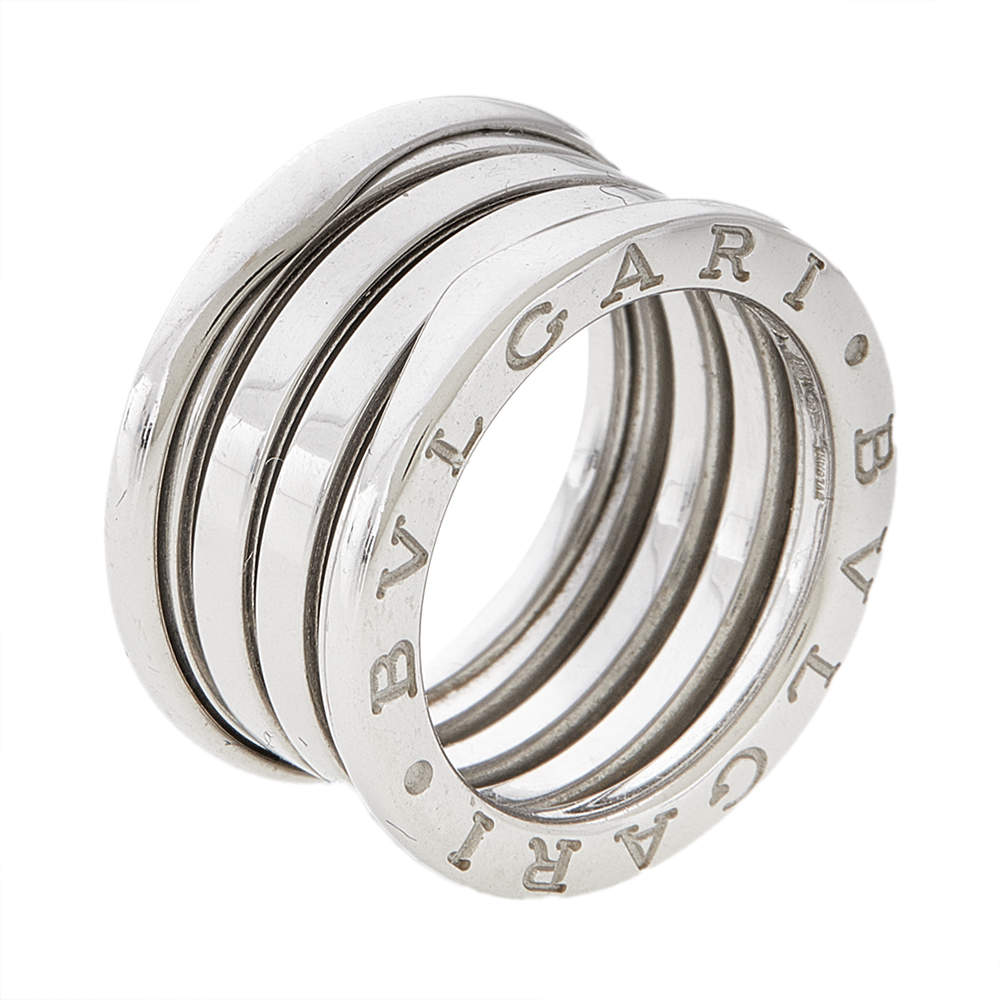 Bvlgari B.Zero1 18K White Gold 4- Band Ring Size 50