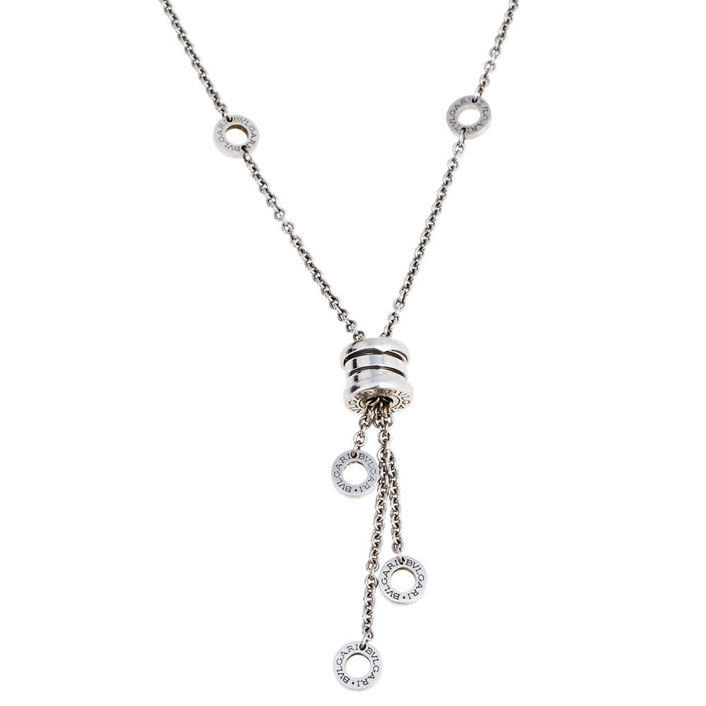 Pre Owned Bvlgari B.Zero1 18K White Gold Station Necklace