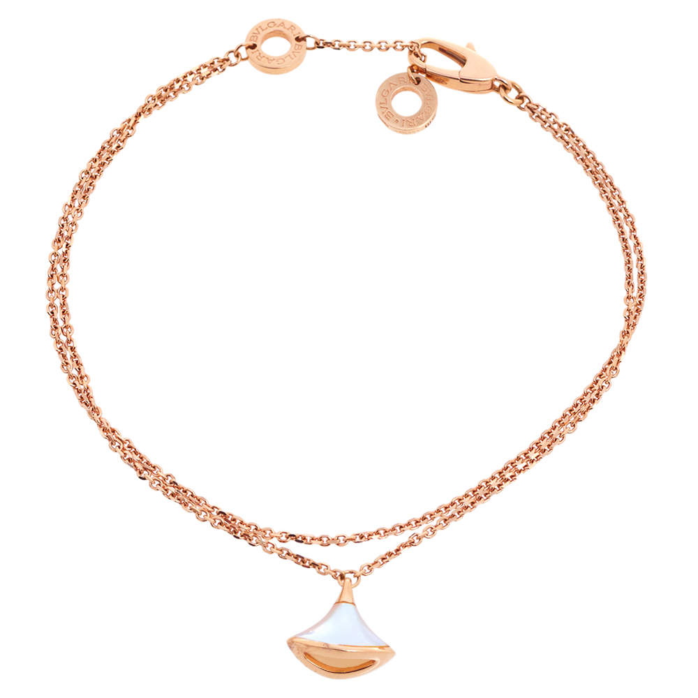 Pre Owned Bvlgari Divas' Dream Mother of Pearl 18K Rose Gold Bracelet SM 