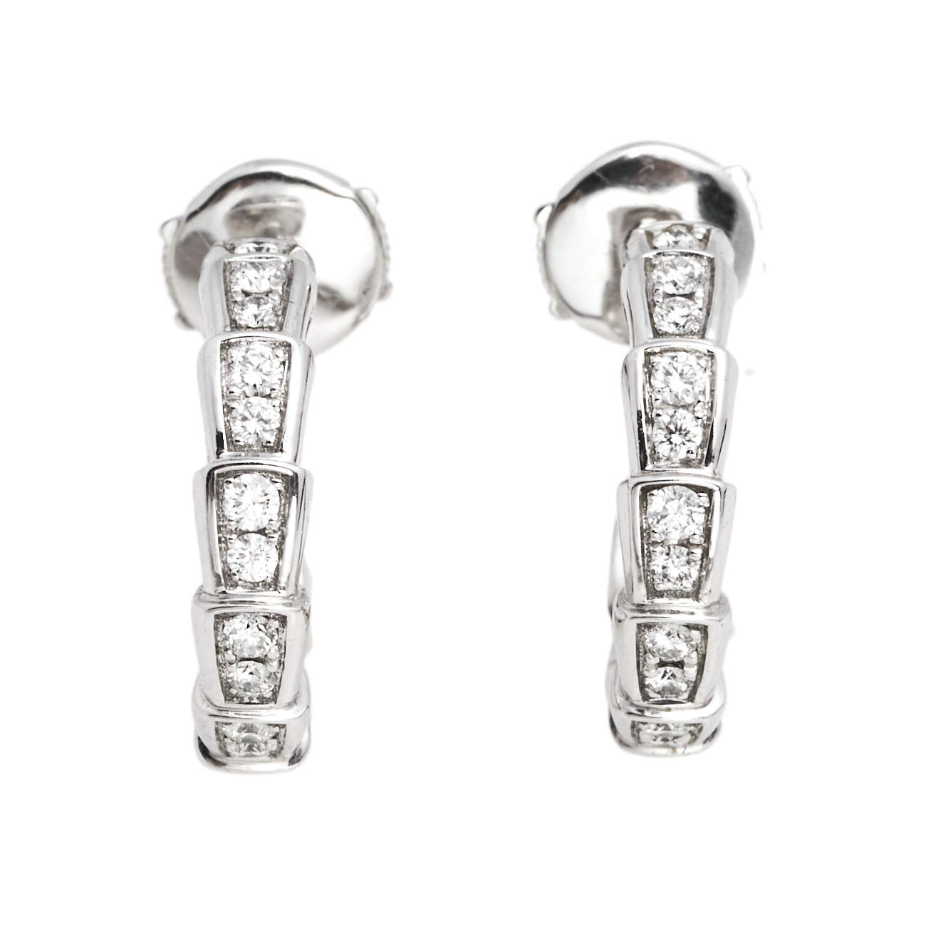 Pre Owned Bvlgari Serpenti Viper Diamond 18K White Gold Earrings 
