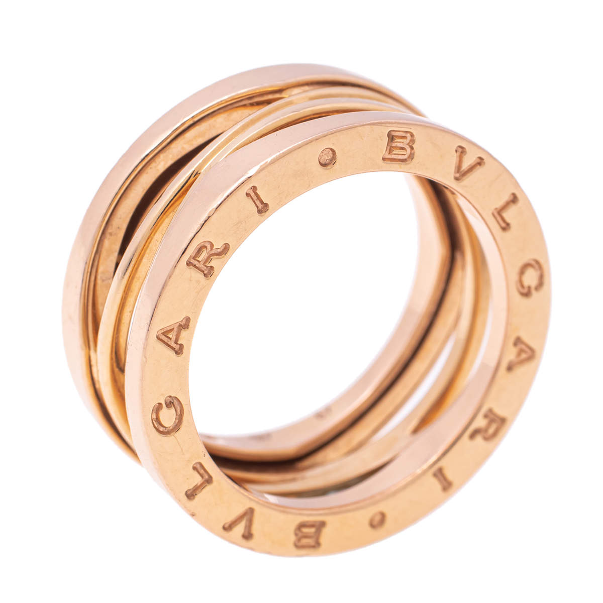 Pre Owned Bvlgari B.Zero1 18k Rose Gold Open Band Ring Size 57