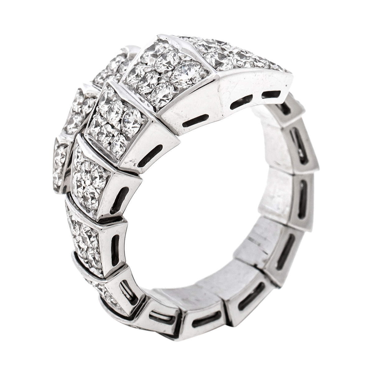 Pre Owned Bvlgari Serpenti Viper Diamond 18K White Gold Ring M