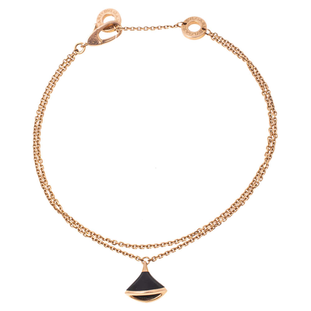 Pre Owned Bvlgari Divas' Dream Onyx 18K Rose Gold Bracelet SM